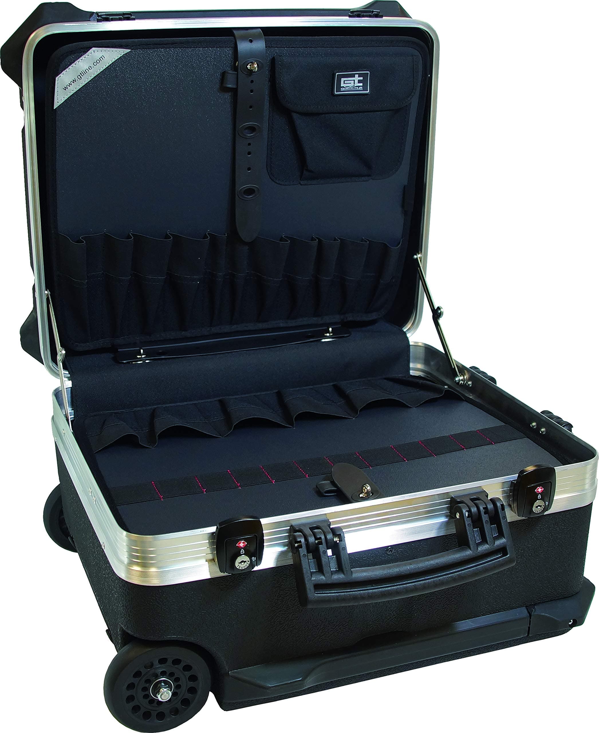 GT-Line 488153 Turtle Wheels 300 PTS TSA Tool Case Without Tools Including 2 Locks, Slip Pockets, Document Compartment, Inner Dimensions 470 x 300 x 390 mm