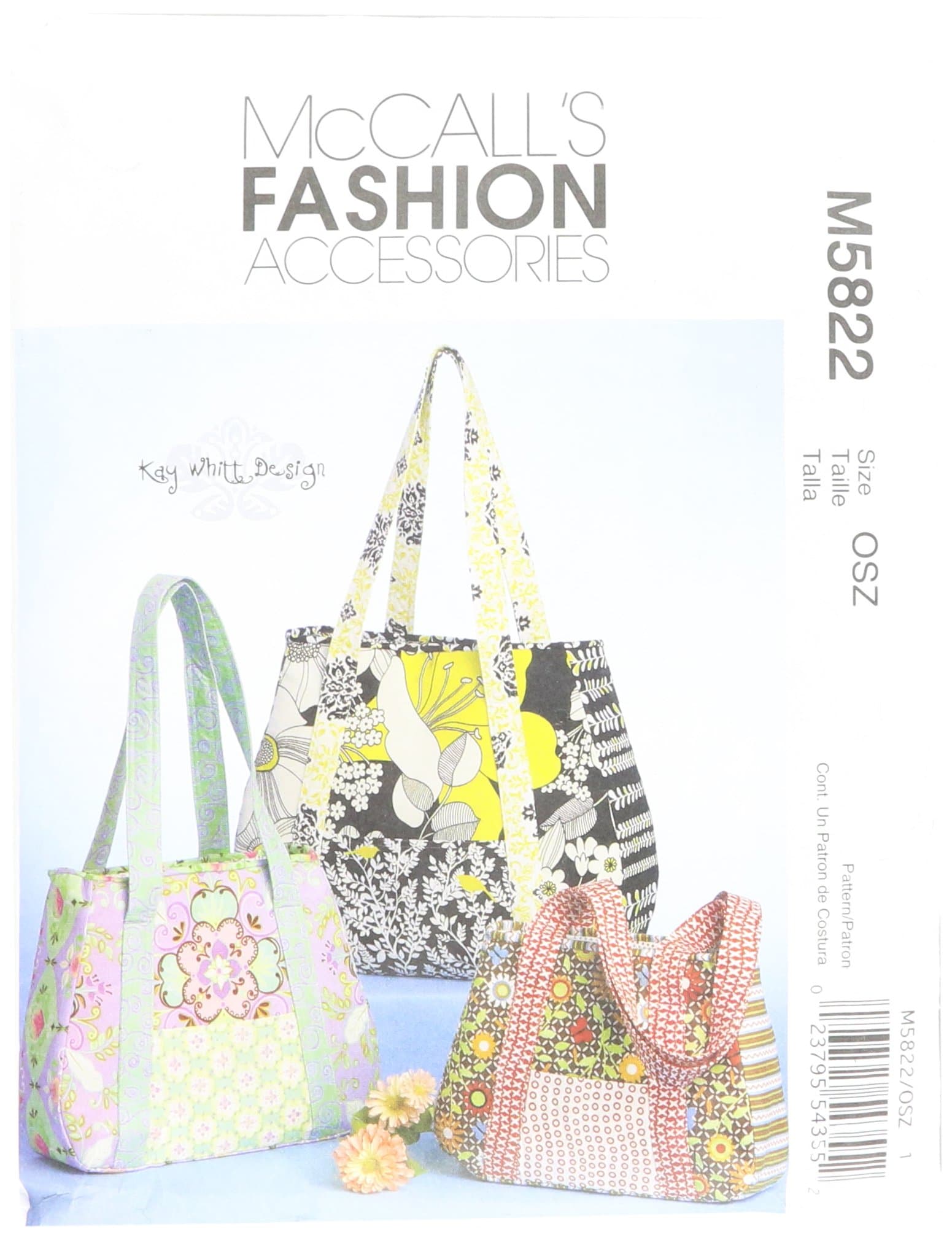 McCall's Patterns M5822 Tote Bag in 3 Sizes, One Size Only