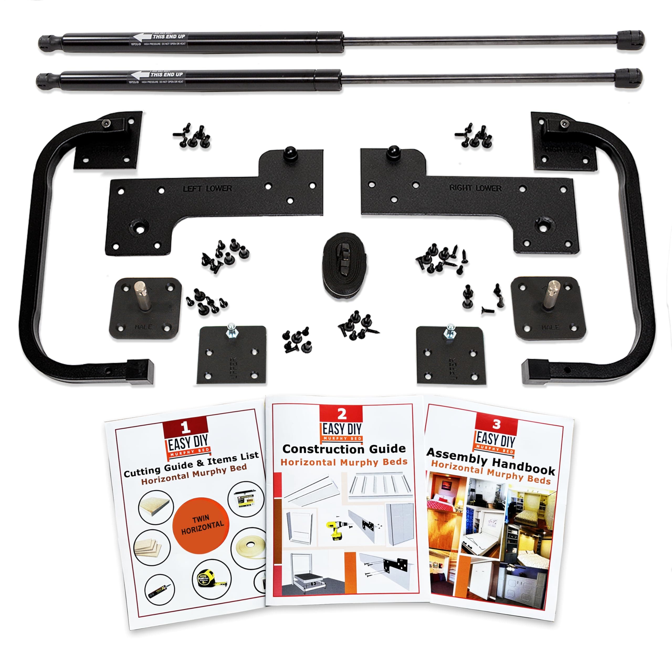 - Twin Size DIY Murphy Bed Hardware Kit – Horizontal Wall Bed for Space-Saving - Budget-Friendly DIY Setup -Made in USA -Hide Away Design with Twin Murphy Bed Hardware - Bed Lift Mechanism - Pull Down