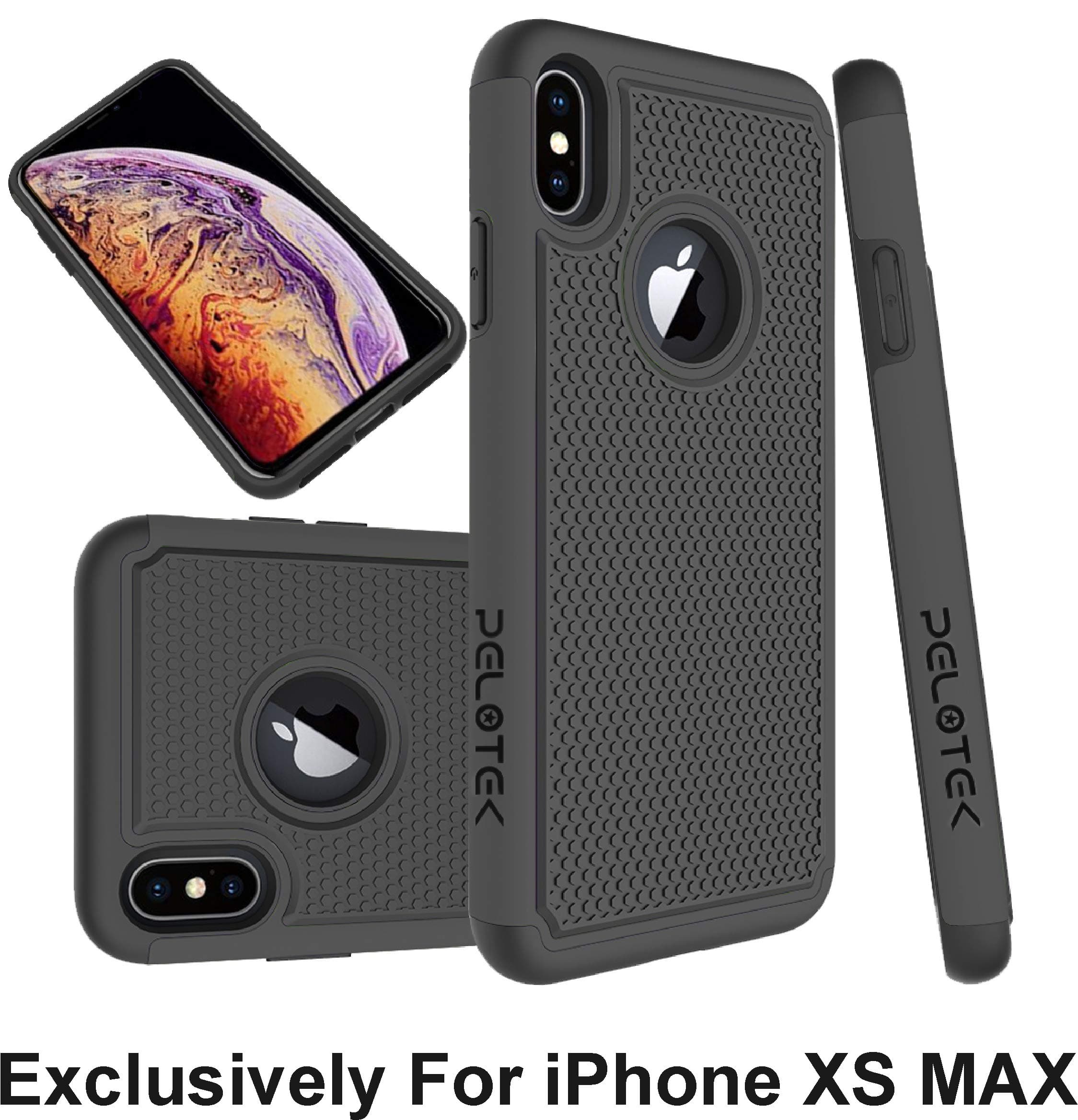 Pelotek; {Triple Layer Series} iPhone XS Max Black Case, iPhone XS Max Black Hard Case | Rigid Durable Shockproof Heavy Duty Case | Hybrid Defender Shock Absorbing Case | Attractive Luxury Case (Black