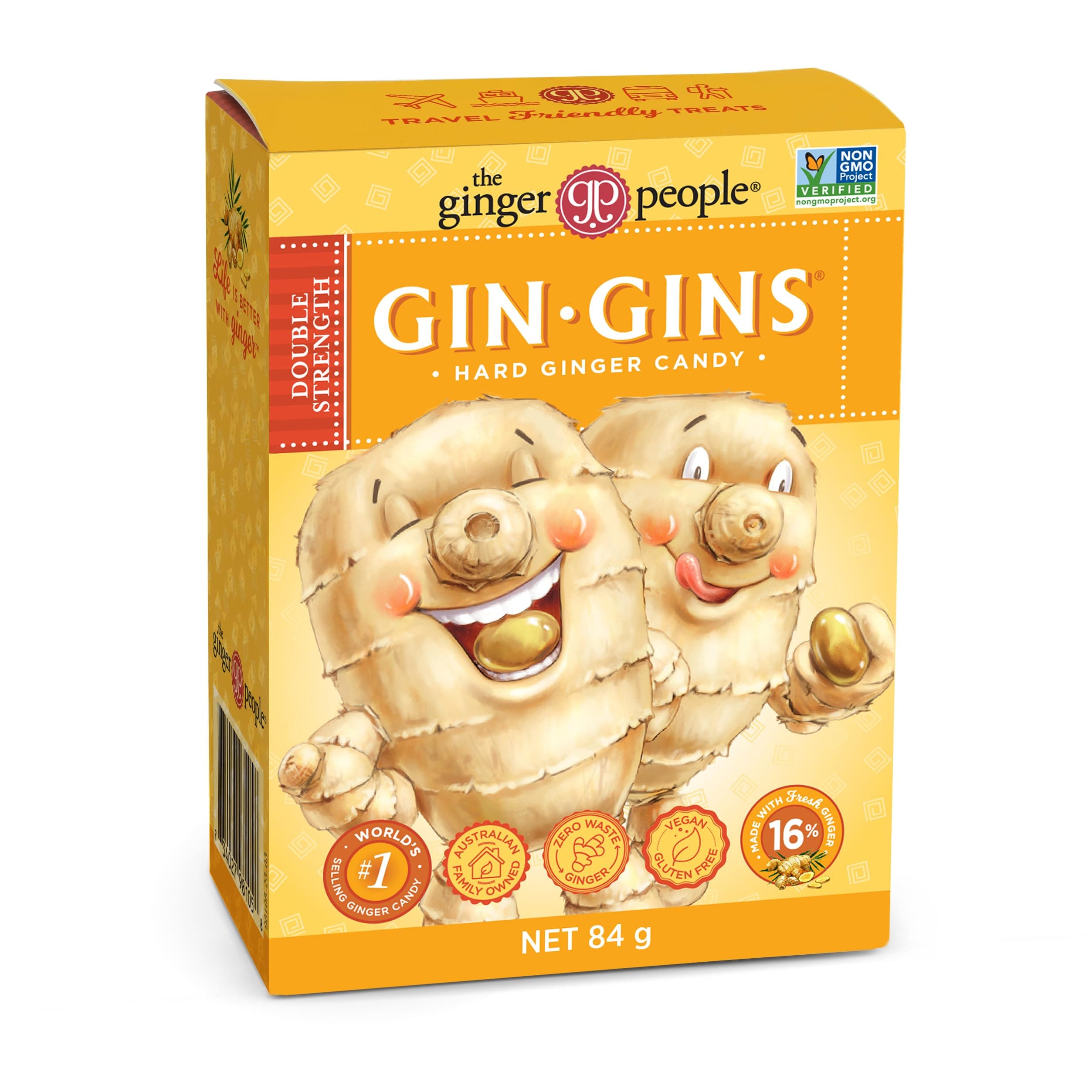 – The Ginger People Gin Gins Double Strength Ginger Hard Candy Flavor | Natural Fresh Ginger Candy | Individually Wrapped Healthy Candy | Gluten Free | Vegan | 84 Grams