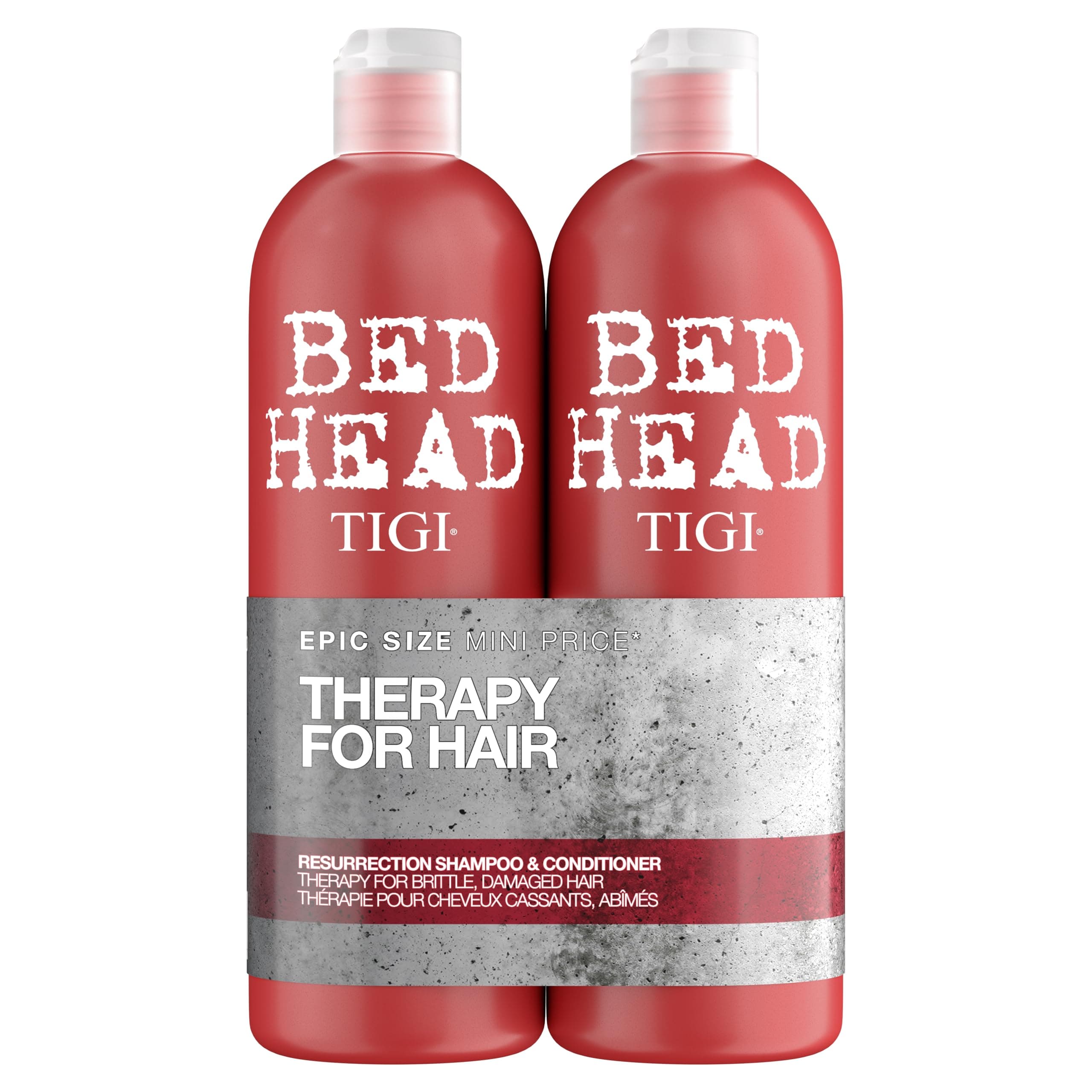 Bed Head by TIGI Resurrection Shampoo & Conditioner Set - Deep Moisture Repair for Dry, Damaged Hair, Moisturising Salon Formula for Bond Care Treatment, with Colour Protect for Strength & Shine