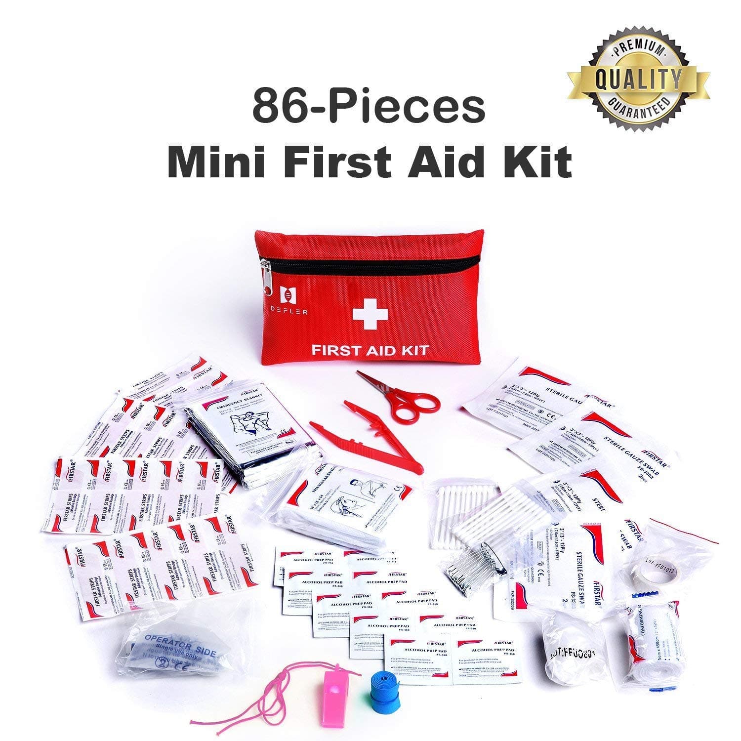 Mini First Aid Kit, 86 Pieces Mini Small First Aid Kit includes Emergency Foil Blanket, CPR Face Mask,Security Whistle for Home,Vehicle,Travel,Office,Workplace,Child Care, Hiking,Survival & Outdoor …