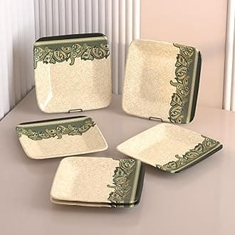 Bliss Melamine Quarter Plates Set of 6 - Size 7', Non Breakable, Square Designer Plate for Serving Snacks, Breakfast, Lunch or Dinner at Home, Kitchen, or Café, Stainless (Sandy Shores)