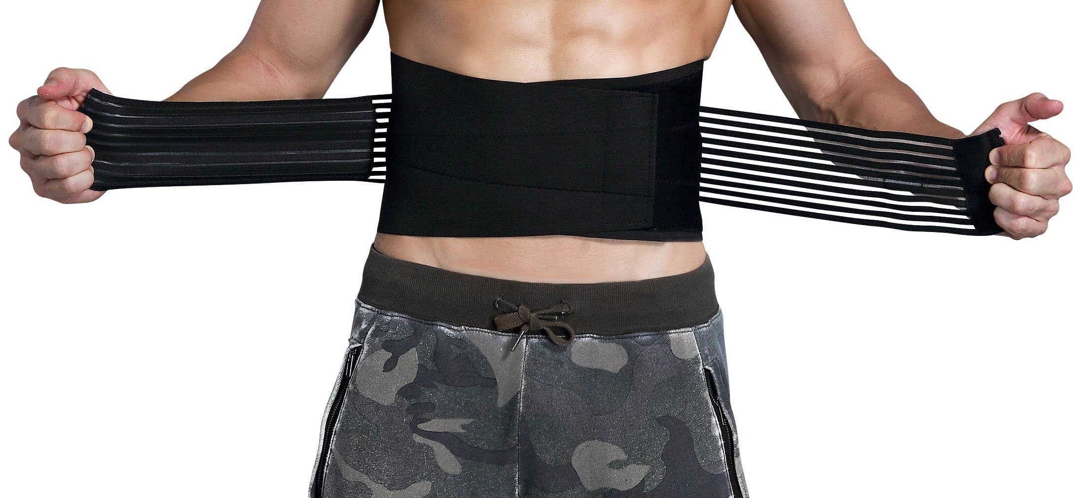 Zensufu Stabilizing Lumbar Lower Back Support Brace with Dual Adjustable Straps (L/XL, Black)