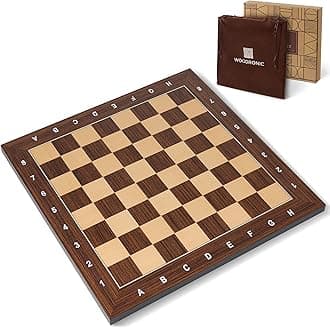 Wooden Chess Board 16 Inch - Professional Tournament Chessboard Only, Premium Wood Board Game with Notation, Scratch-Resistant UV Coating, Portable Table Chess Board No Pieces with Gift Package