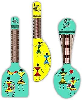 ISEE 360 Warli Art Wooden Wall Hangings for Home Office Living Room Kitchen Gift Modern Wall Decor Stylish (Set of 3)