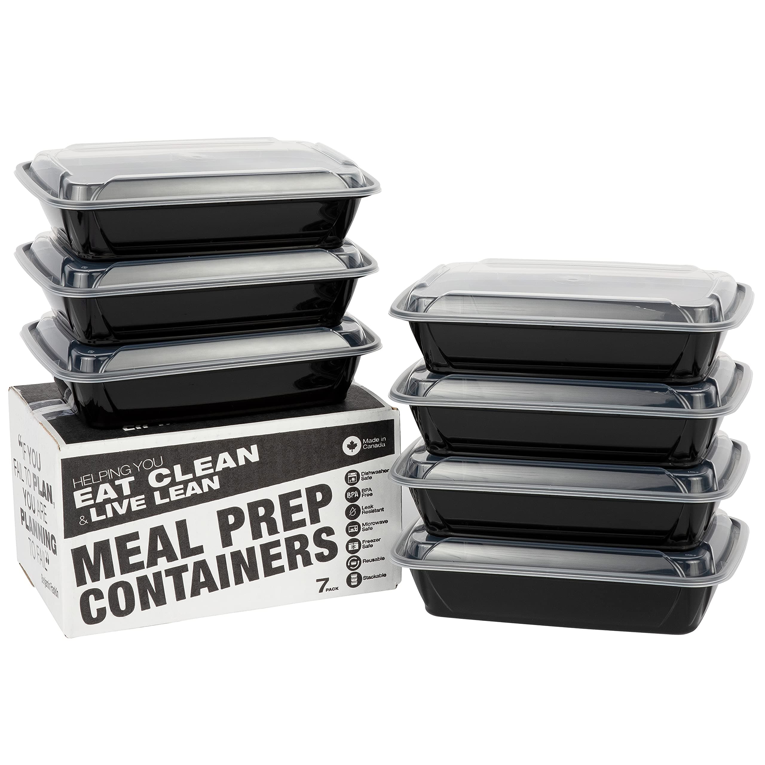 Evolutionize Healthy Meal Prep Containers - Certified BPA-free - Reusable, Washable, Microwavable Food Containers/Bento Box with Lids (7 Pack, Single Compartment, 28 Ounce)