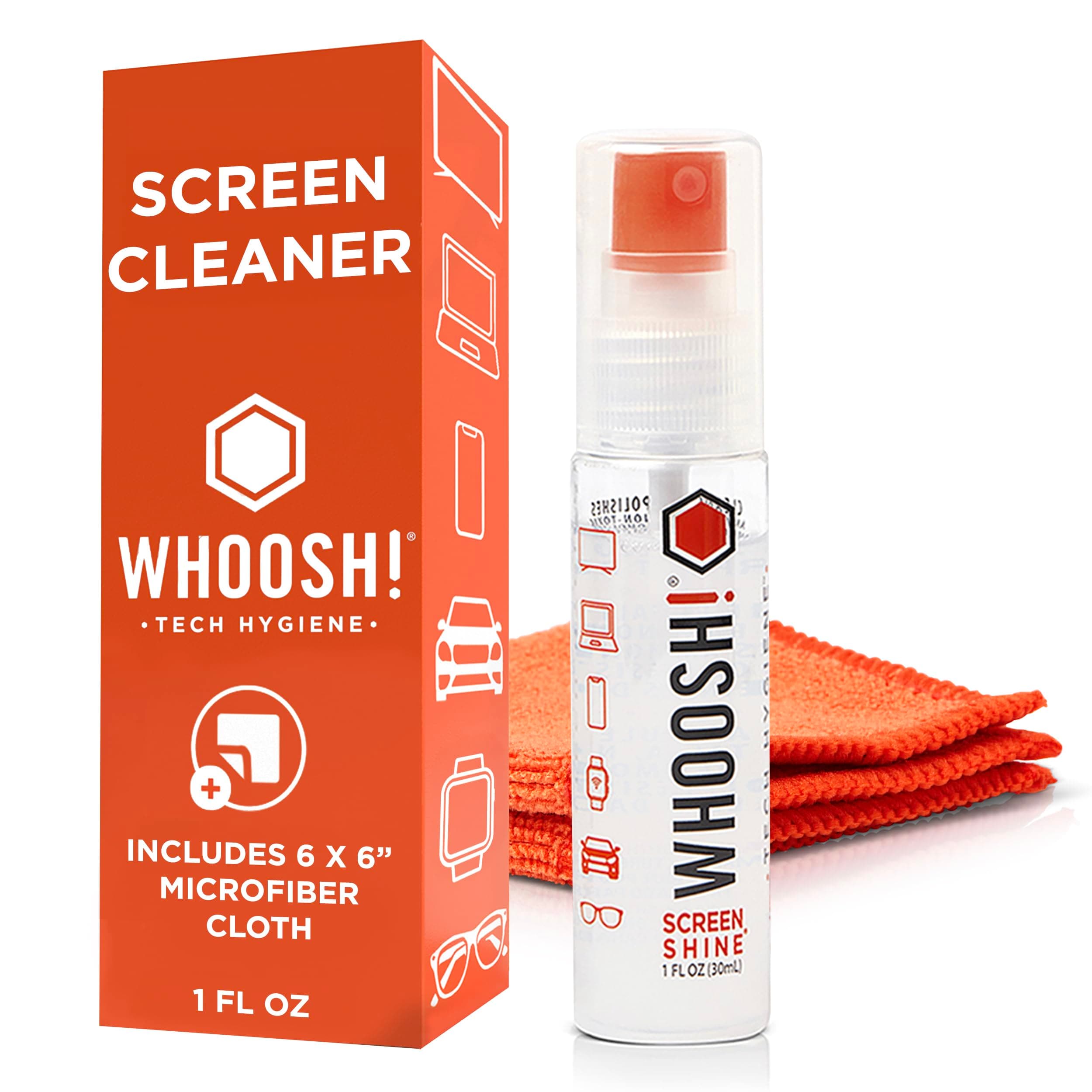 Screen Shine Go - 1 fl oz Refillable Screen Cleaner Kit with Microfiber Cloth for MacBook, Phone, iPad & Eyeglasses - Powerful Streak-Free Cleaning - Pocket-Sized, TSA-Approved for Travel