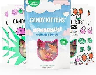 Candy Kittens Vegan Sweets FAN’S FAVOURITE Selection (5 x 140g) – Vegan Chewy Sweets Bundle, 5 Packs, Three Flavours: LOVES, Wanderlust & Shox – Perfect for Pick and Mix, Healthy Snacks for All