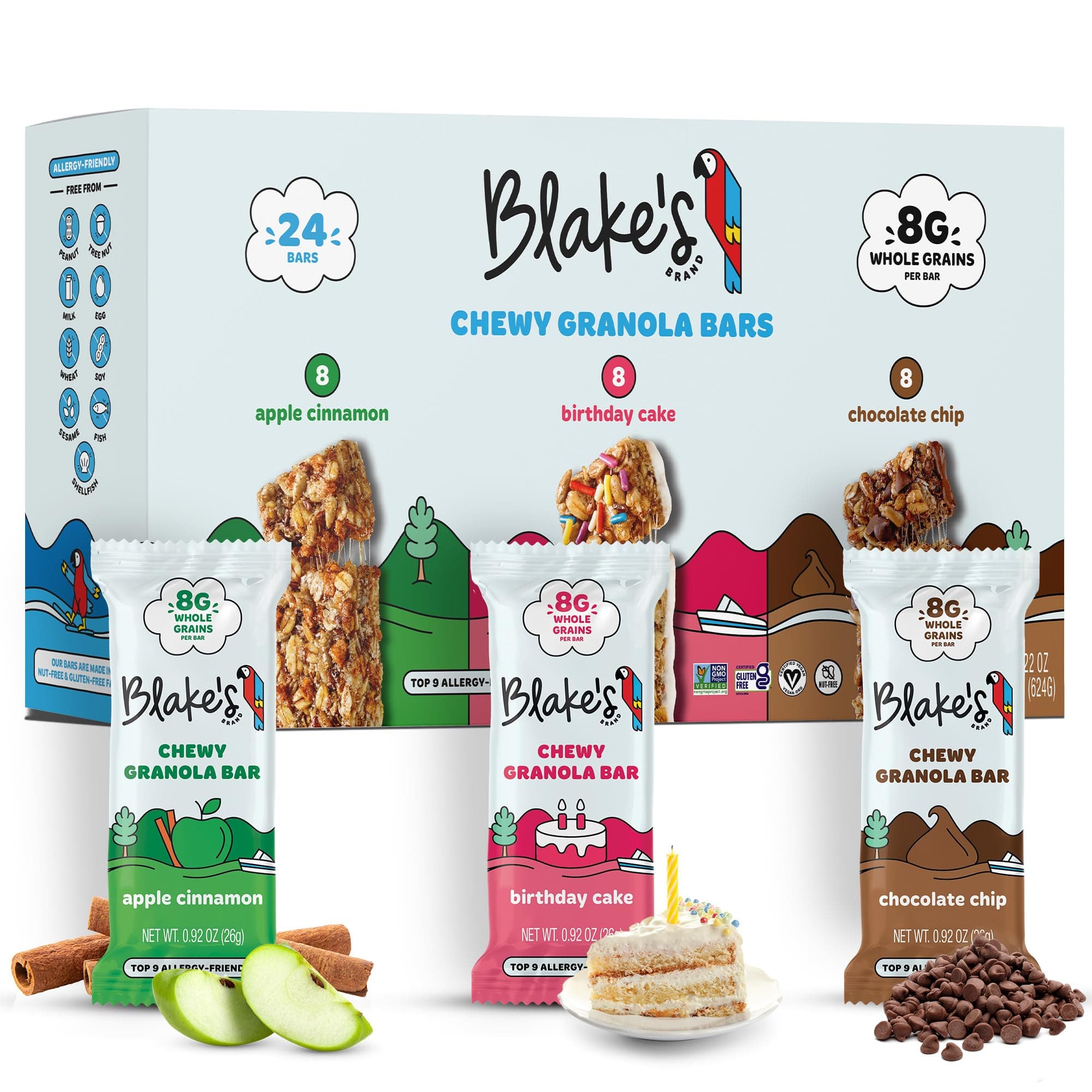Blake’s Seed Based Chewy Granola Bars — Variety Pack (24 Count), Vegan, Gluten Free, Nut Free & Dairy Free, Healthy Snacks for Kids or Adults, School Safe, Low Calorie Soy Free Snack