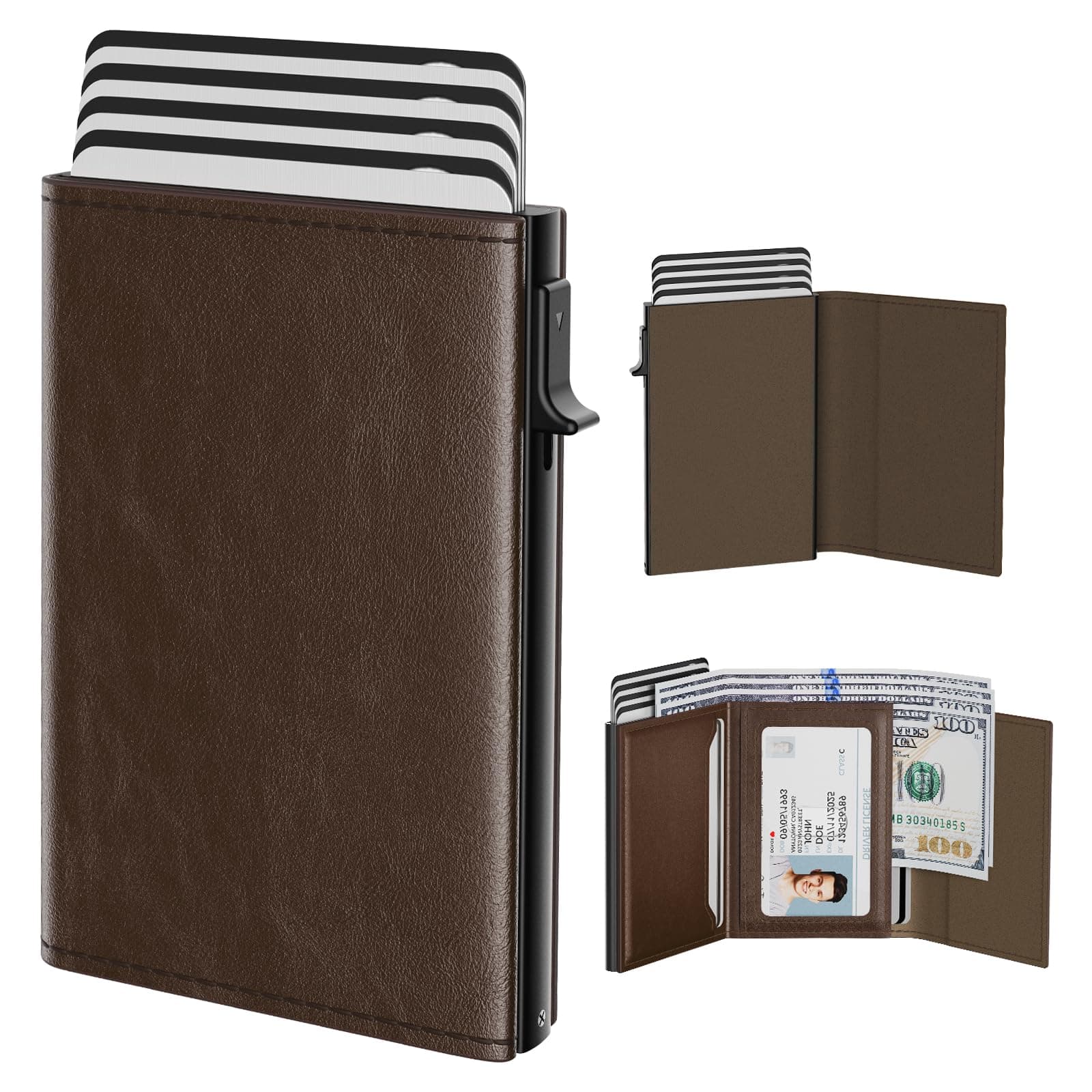 typecase Wallet for Men, Black Brown, 3.86 x 2.56 x 0.63 inches, Minimalist