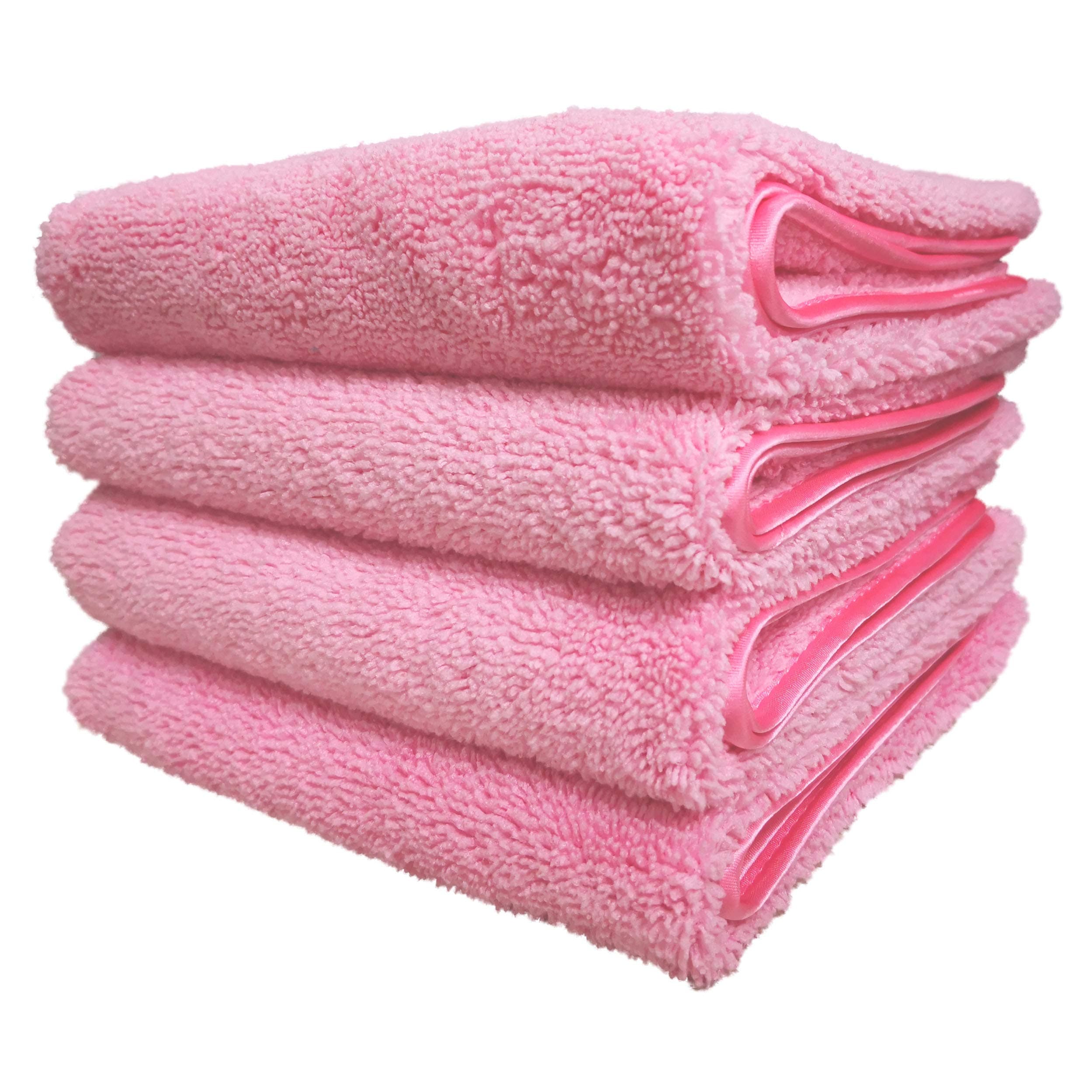 POLYTE Quick Dry Lint Free Microfibre Hand Towel, 40 x 76 cm, Set of 4 (Pink)
