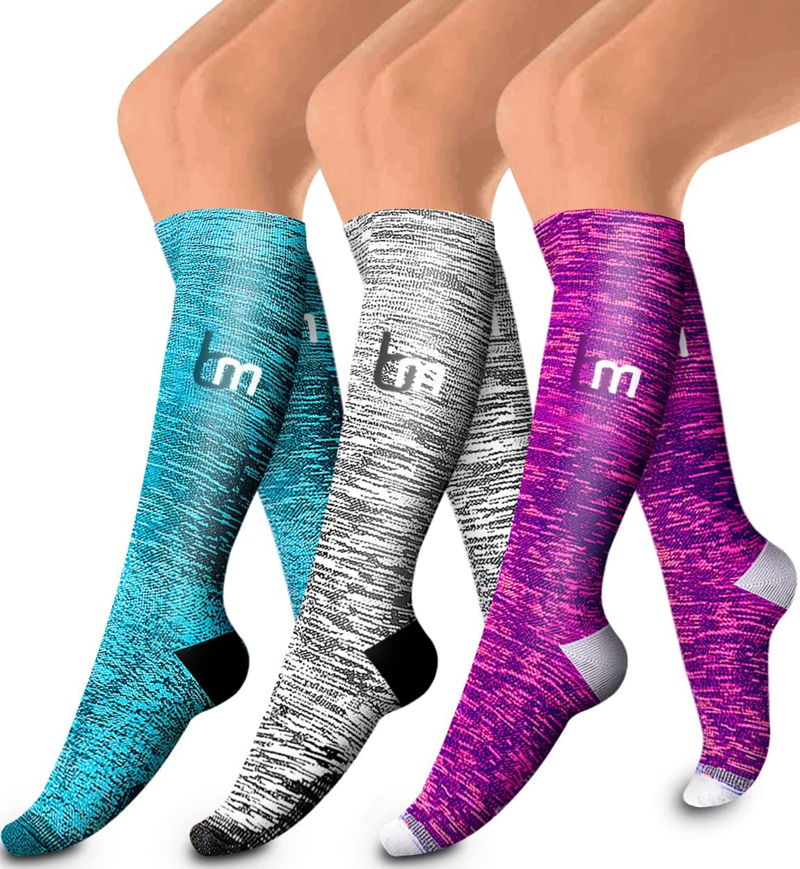 Laite Hebe3 Pack Medical Compression Sock-Compression Sock for Women and Men-Best for Running,Nursing,Sports
