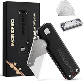 Premium Titanium Utility Knife, CNC Unibody, Lightweight G-10Handle Folding Box Cutter, Quick Change Blade Razor Knife,Ideal Gifts for Men Women, with 10 Extra Blades