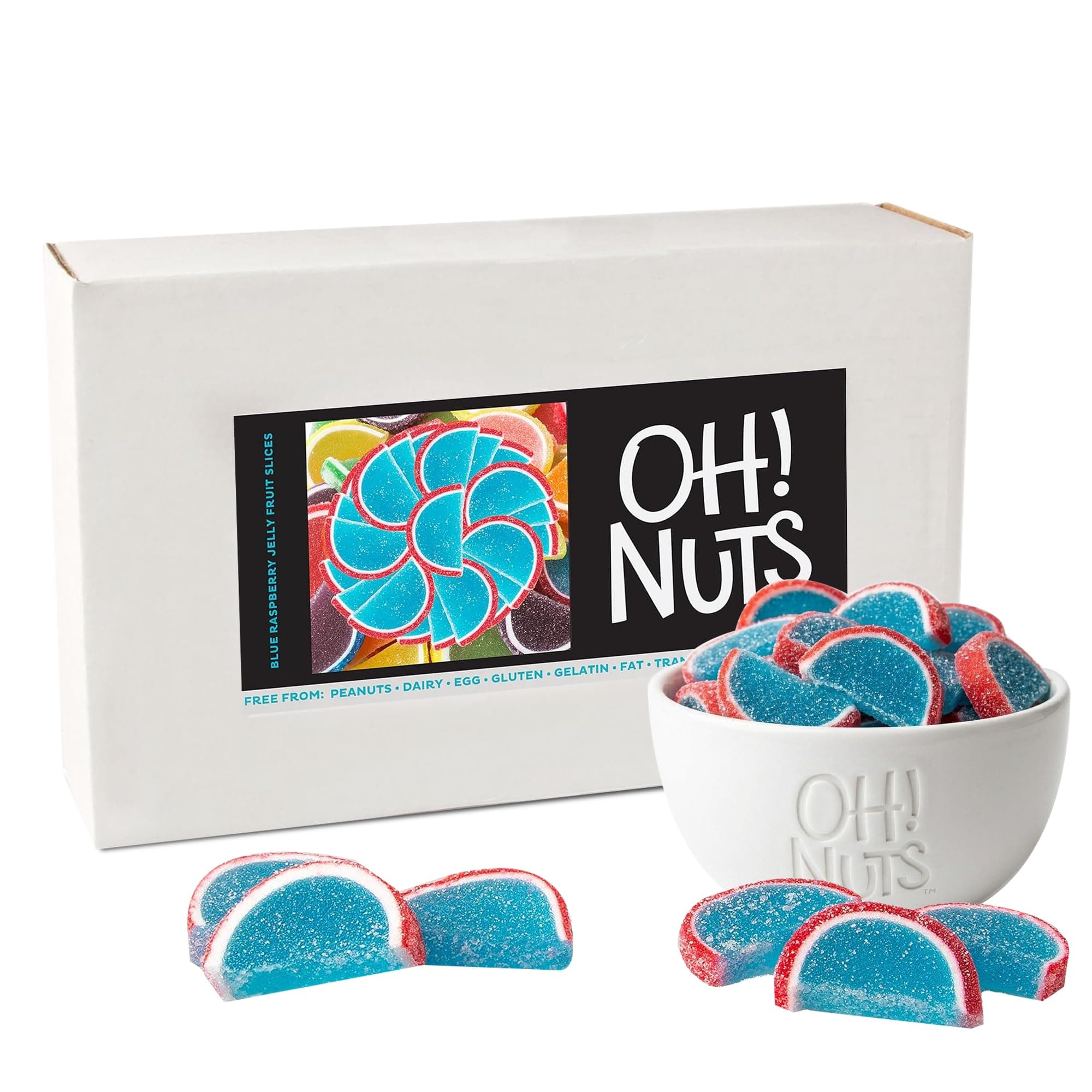 Oh! Nuts Blue Raspberry Jelly Fruit Slices Sugar Candy - 5 LB Bulk Bag - Traditional Old Fashioned Chewy Gummy Sweet Confectionery - Gluten-Free, Kosher Certified Pareve (150 CT)