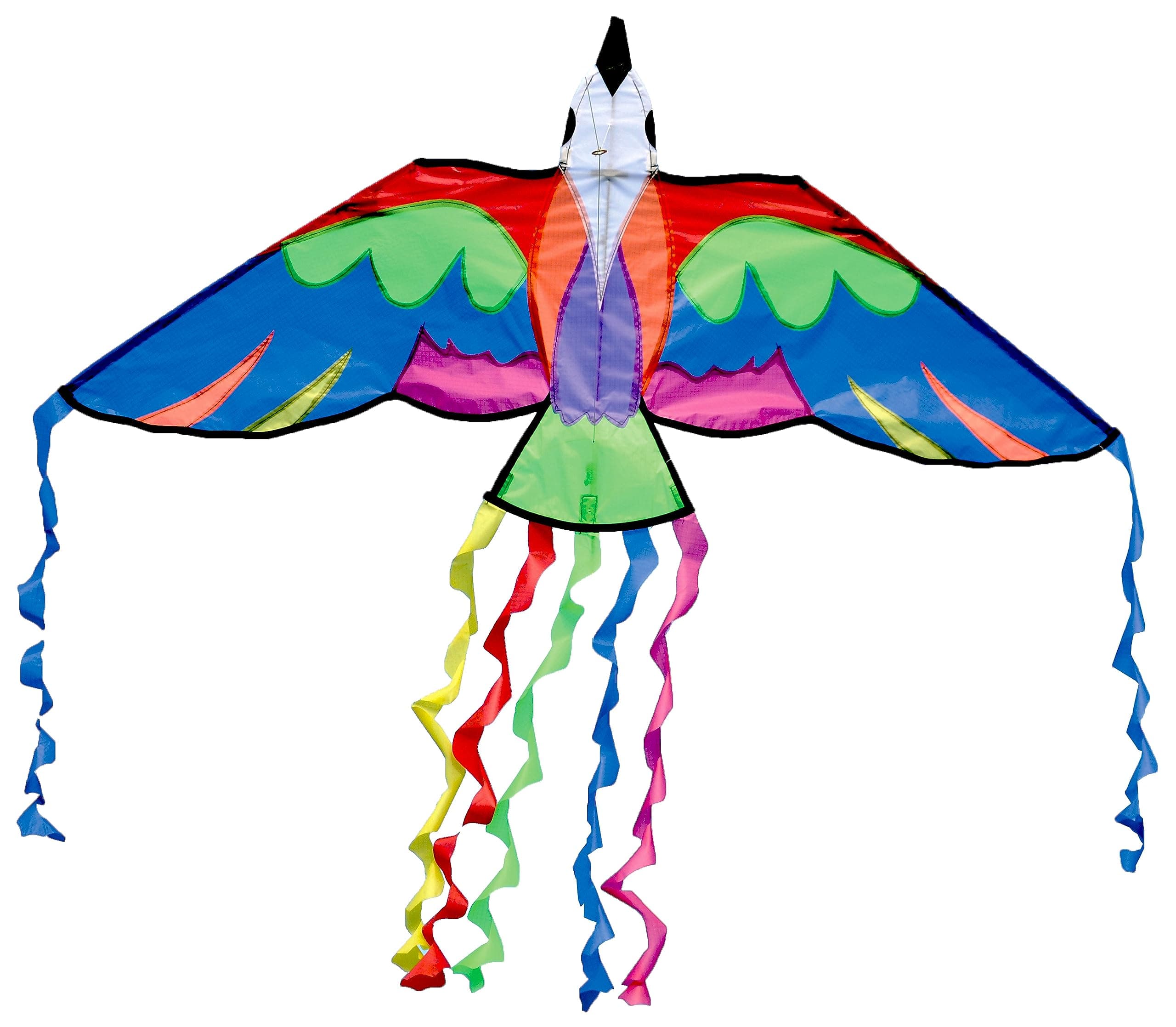 Brookitefrom Peterkin | Bermuda Bird Kite | Multicolour kite with 5 bright tails - 140cm x 60cm - Spinnaker Nylon Kite with 1 handle | Kites | Outdoor Toys | Sports & Leisure | Ages 3+