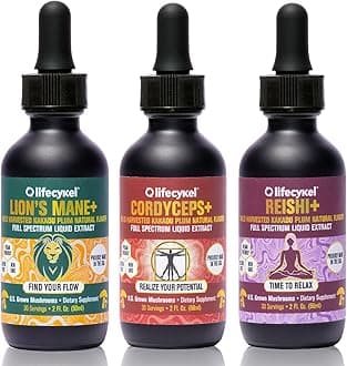 Professional Athletes Pack - Reishi, Lion's Mane & Cordyceps Mushroom Extract- Full-Spectrum Mushroom Tincture for Energy, Focus and Immune Health- Vegan, Non-GMO Formula