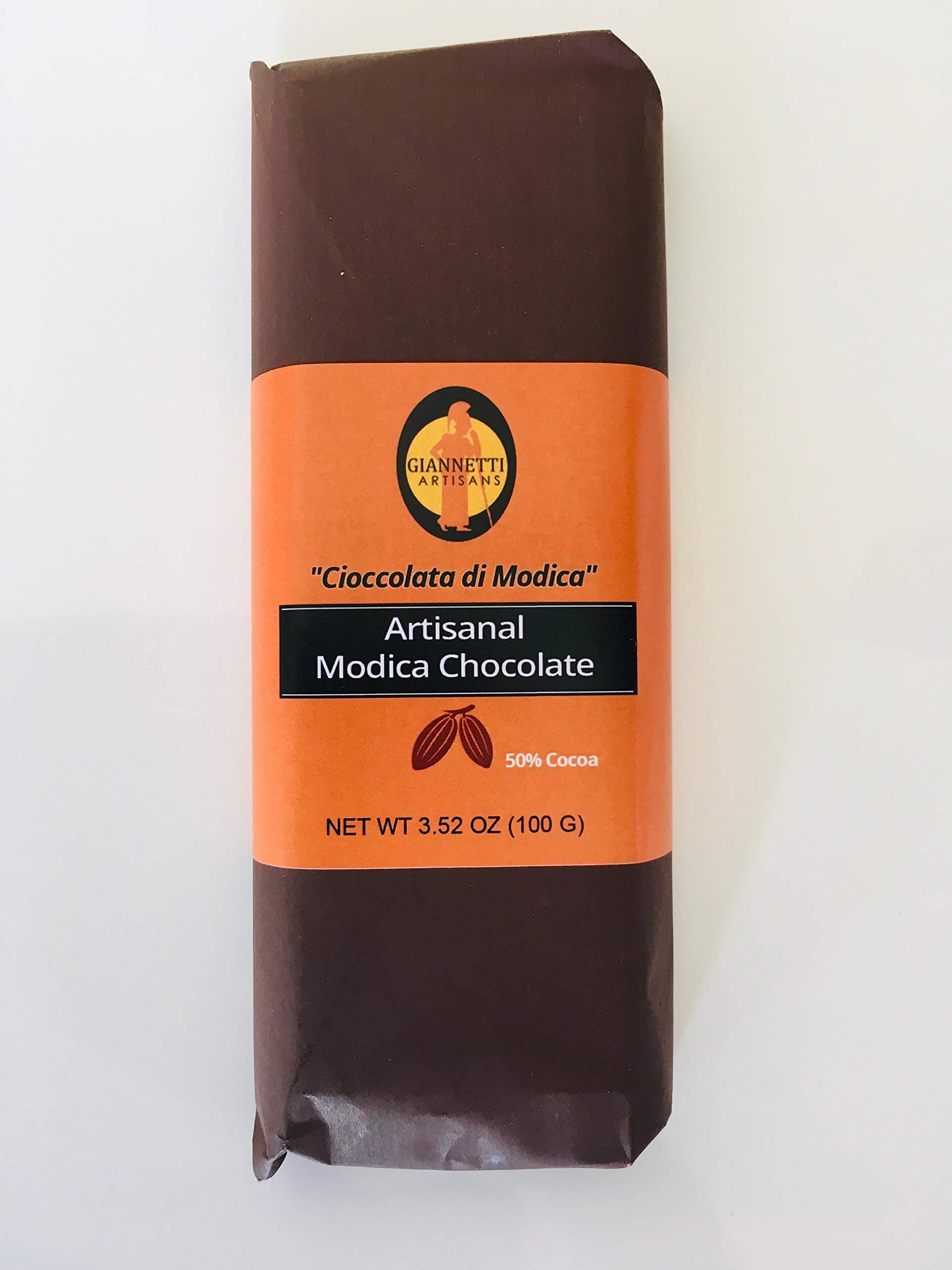 Giannetti Artisans Handmade Modica Chocolate Imported from Sicily 3.52 oz (100 g) (Classic 50%, Single)