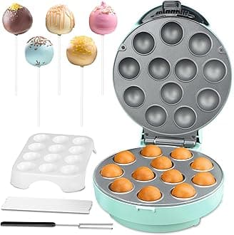 Cake Pop Maker Machine Set with Cake Pop Stand, Sticks & Fork Tool, 12 Cake Pops Capacity, Aquamarine