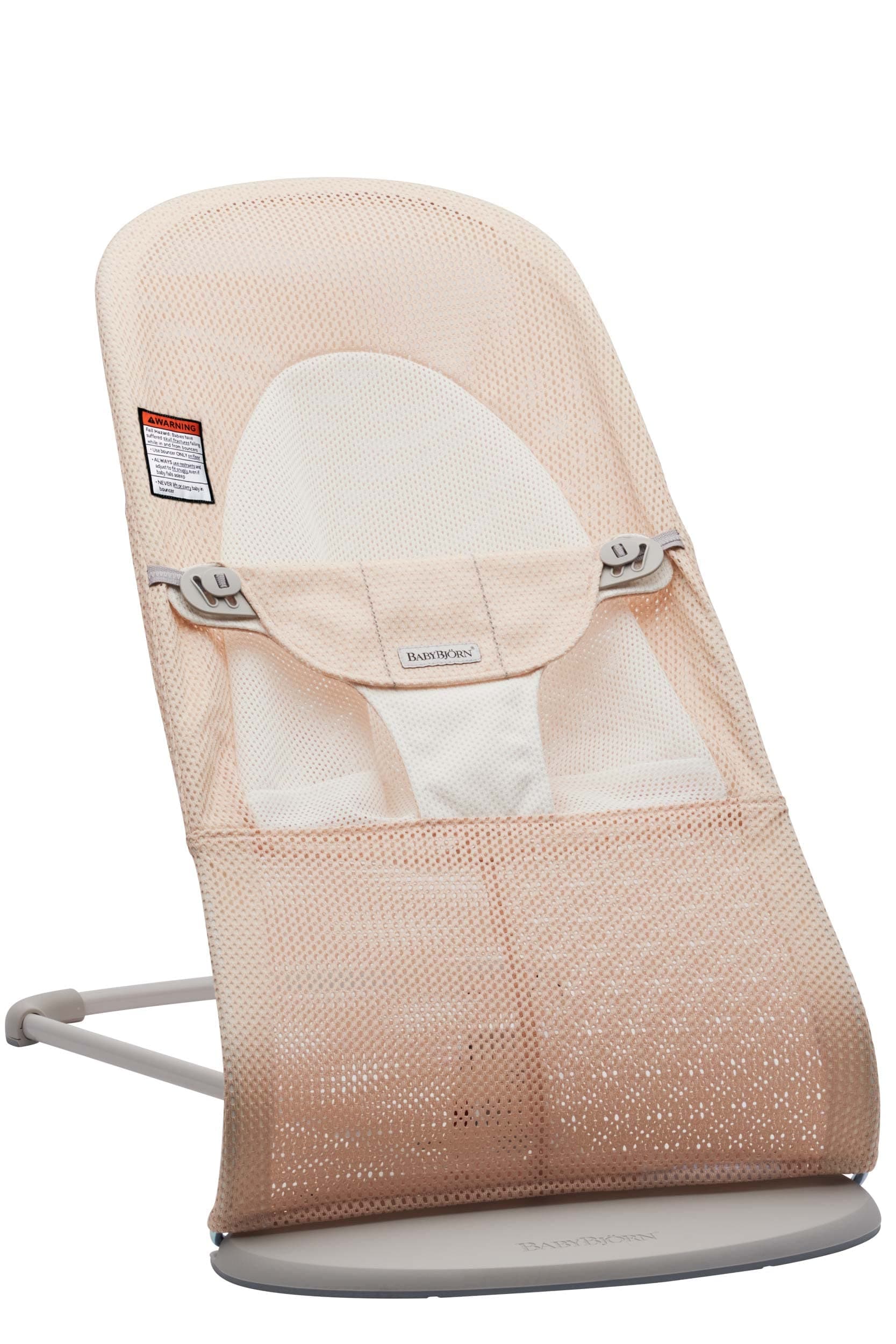 BabyBjörn Bouncer Balance Soft, Light Grey Frame, Mesh, Pearly Pink/White, 2-in-1 Adjustable Baby Bouncer Seat and Toddler Chair, Newborn to Toddler (8-29 lbs), 4 Positions, Lightweight & Portable