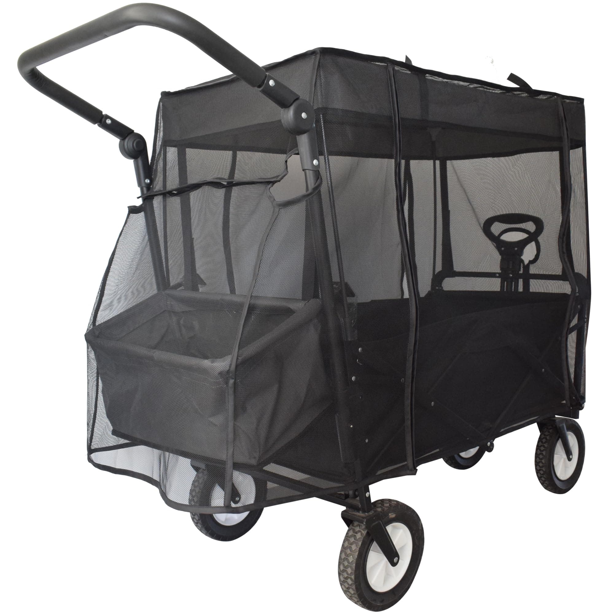 Mosquito Net for Wagon Universal, Bug Net Cover for Collapsible Beach Folding Utility Kids Grocery Push Pull Stroller Wagon Cart Accessories Attachment Foldable Sun Shade for Camping