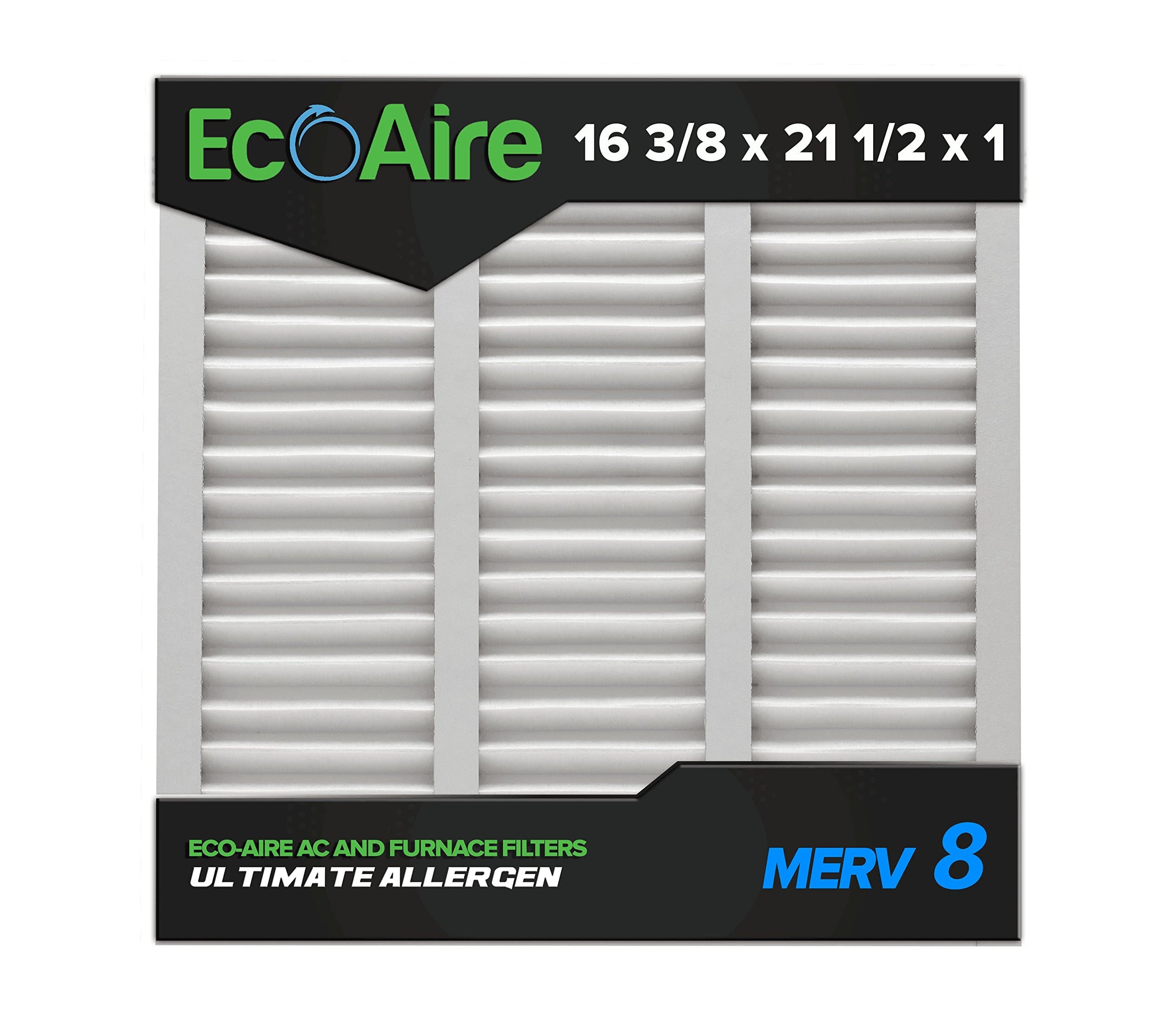 16 3/8 x 21 1/2 x 1 MERV 8 Pleated Air Filter: Replaces Bryant/Carrier Part # KFAFK0212MED, Box of 6