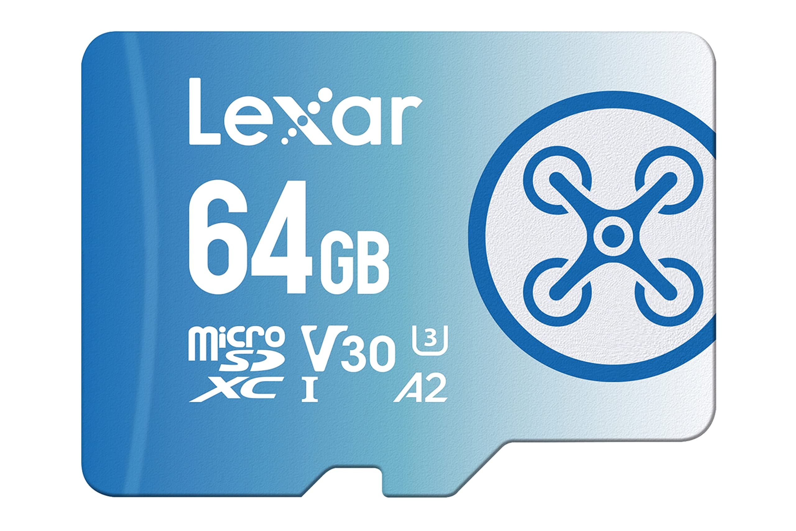 Lexar Fly 64GB Micro SD Card, microSDXC UHS-I Flash Memory Card, Up to 160MB/s Read, U3, Class 10, V30, A2, High-Speed TF Card for DJI Drone and Action Camera (LMSFLYX064G-BNNAA)