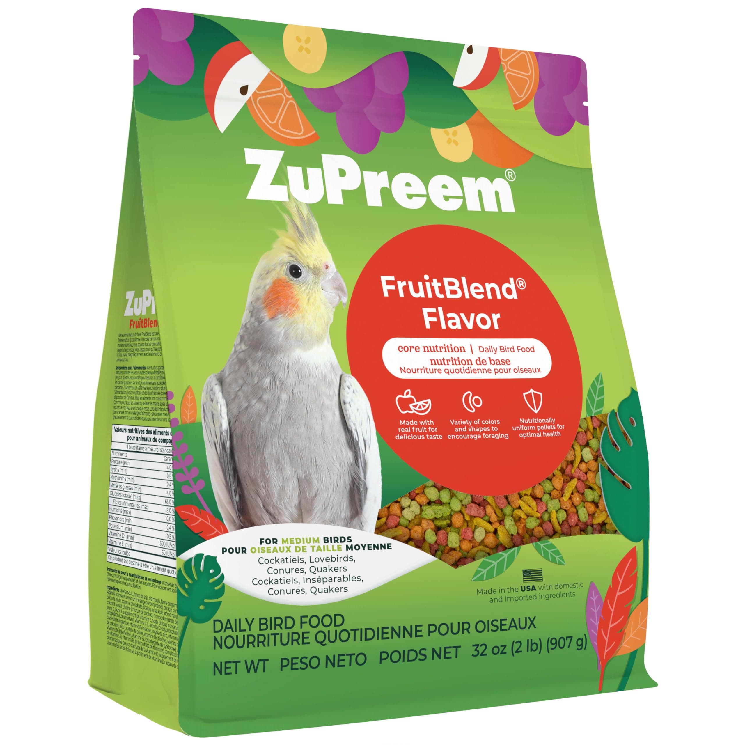 Zupreem Fruit Blend for Medium Birds, 907 g