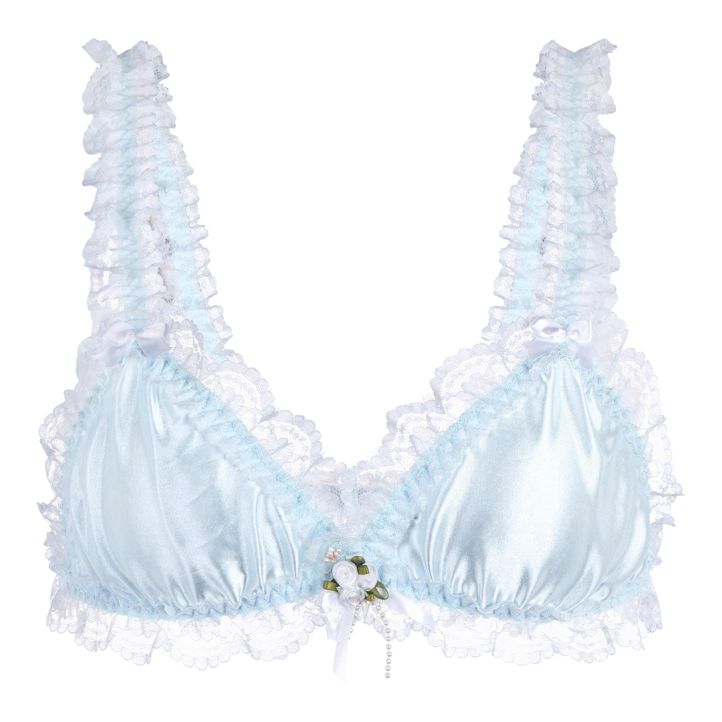 Satini Sissy Frilly Lace Fitted Satin Bralette