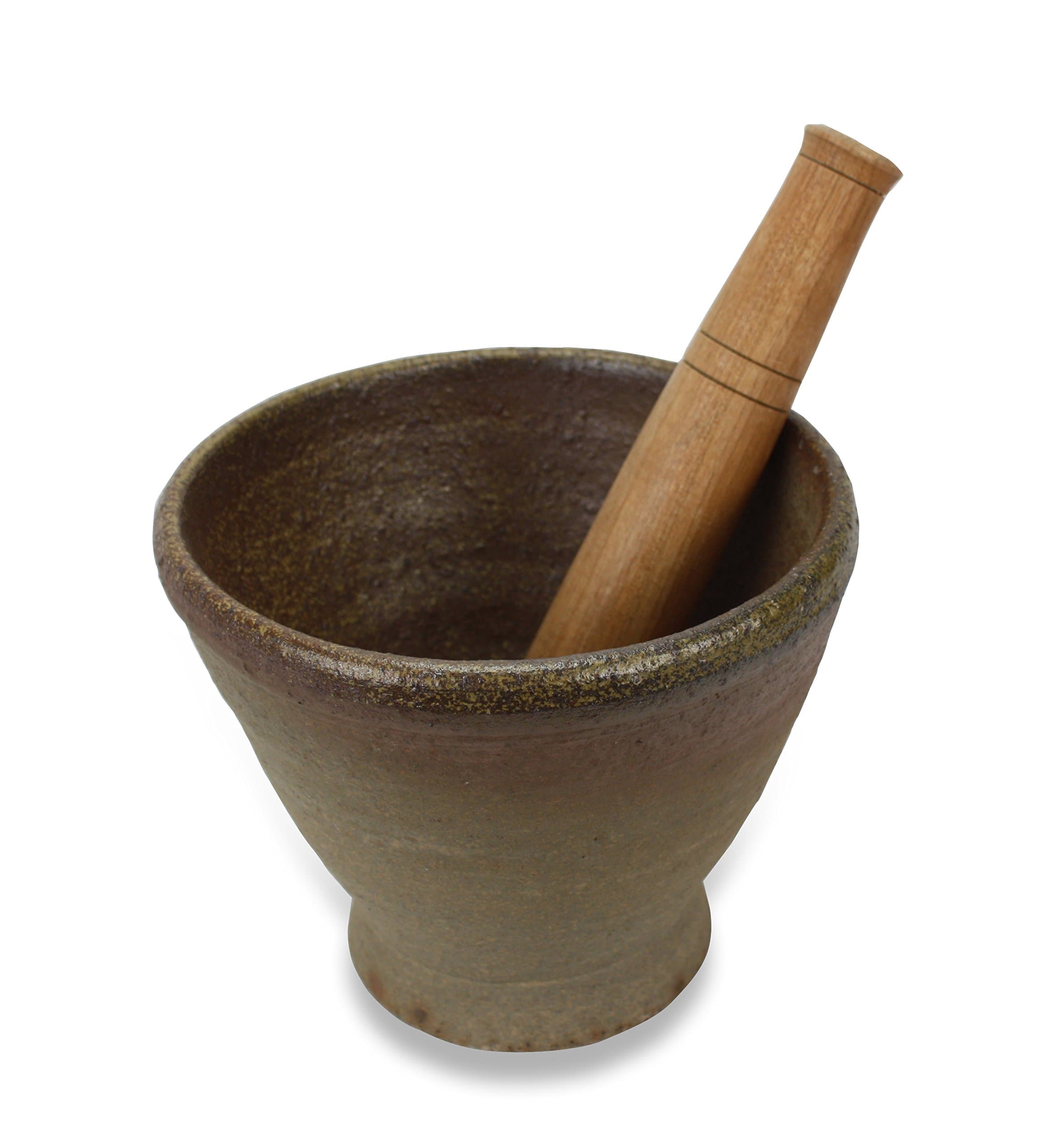 Farang Thai Earthenware Mortar and Pestle, Medium: approx 22.5cm diameter and 19cm high.