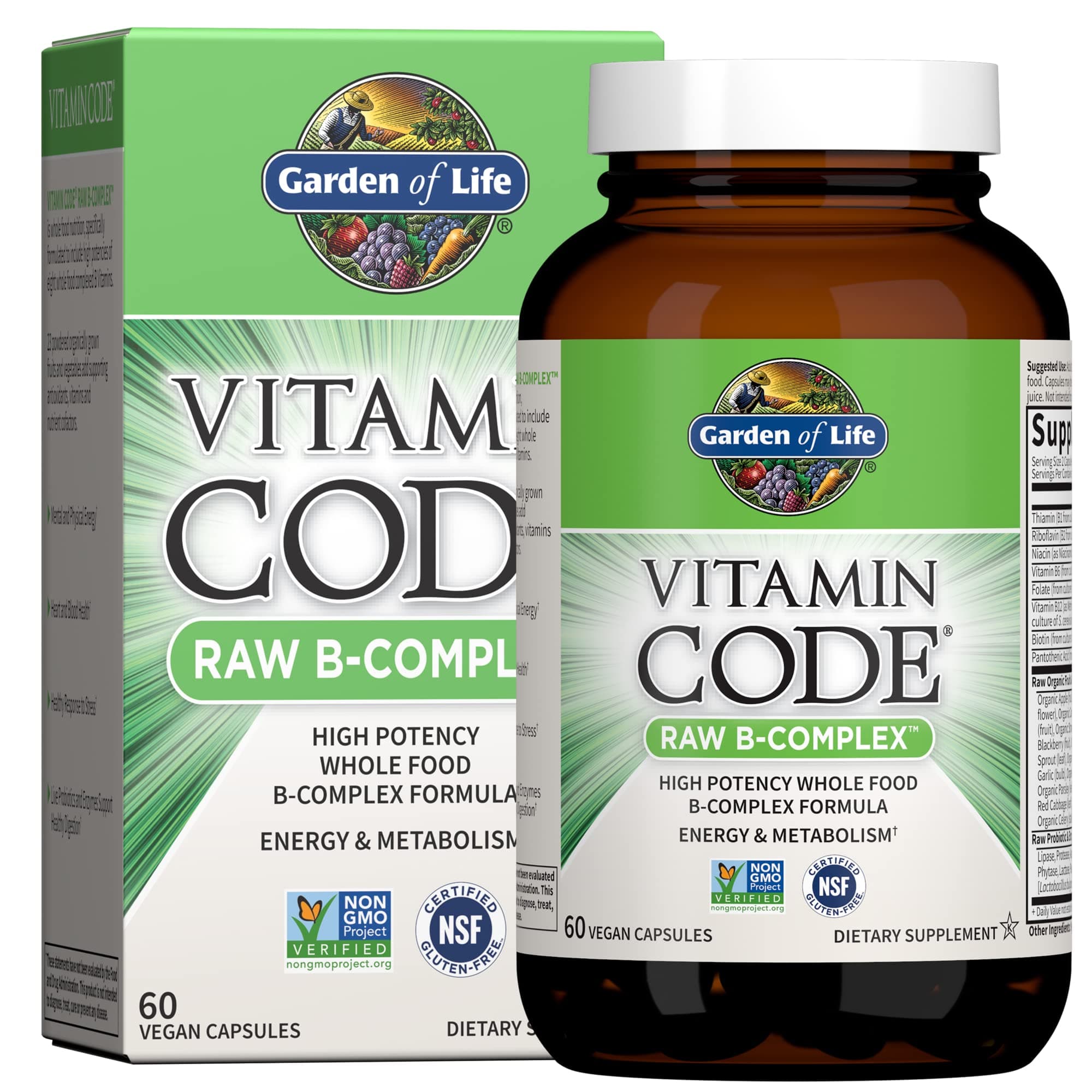 Garden of Life Raw B Complex Vitamin Code Caps - 60 Vegan Capsules