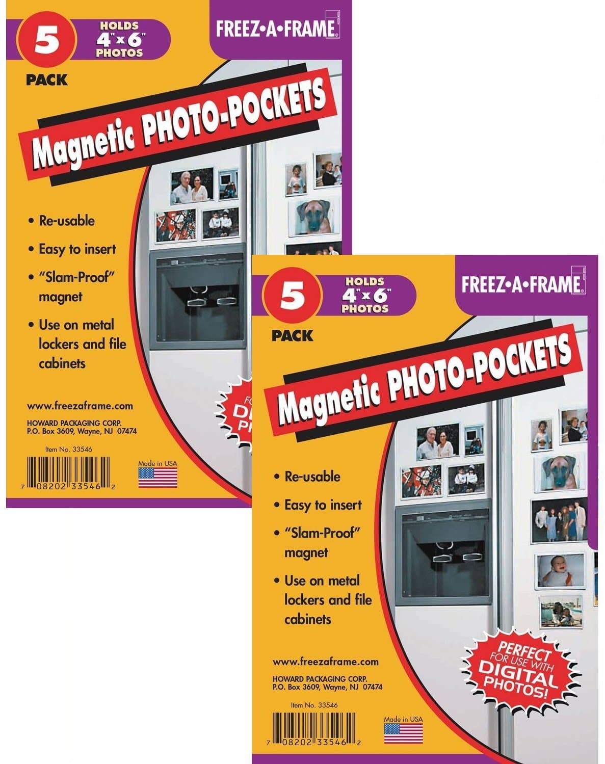 Clear Magnetic Photo Frames For Refrigerator 4" x 6" (Pack of 10), Freez-A-Frame