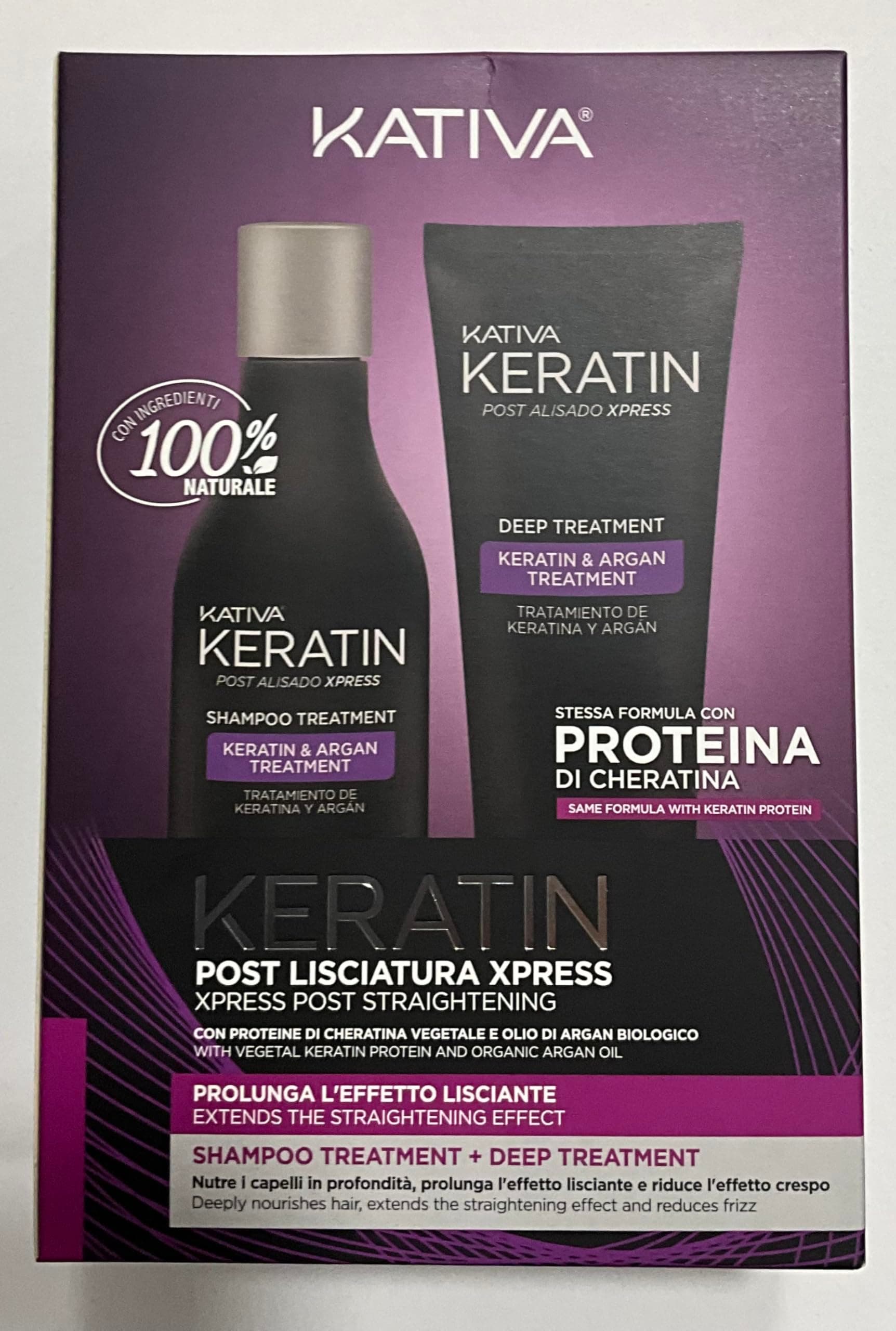 Keratin Post Alisado Xpress Shampoo + Deep Treatment - Post Kit with Shampoo 250 ml + Mask with Vegetable Keratin and Argan Oil