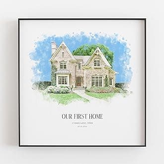 Personalised Watercolour House Portrait, New Home Print Gift, Housewarming Gift, House Sketch, Venue Drawing, Our First Home, Realtor Gift, V1 House Canvas (20x20)