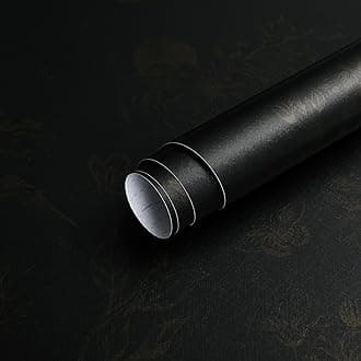 TimeetPeel and Stick Wallpaper Black 44x300cm Sticky Back Plastic Paper Golden Botanical Print Pattern Self Adhesive Wallpaper Thick Waterproof Removable Vinyl Film for Wall, Furniture