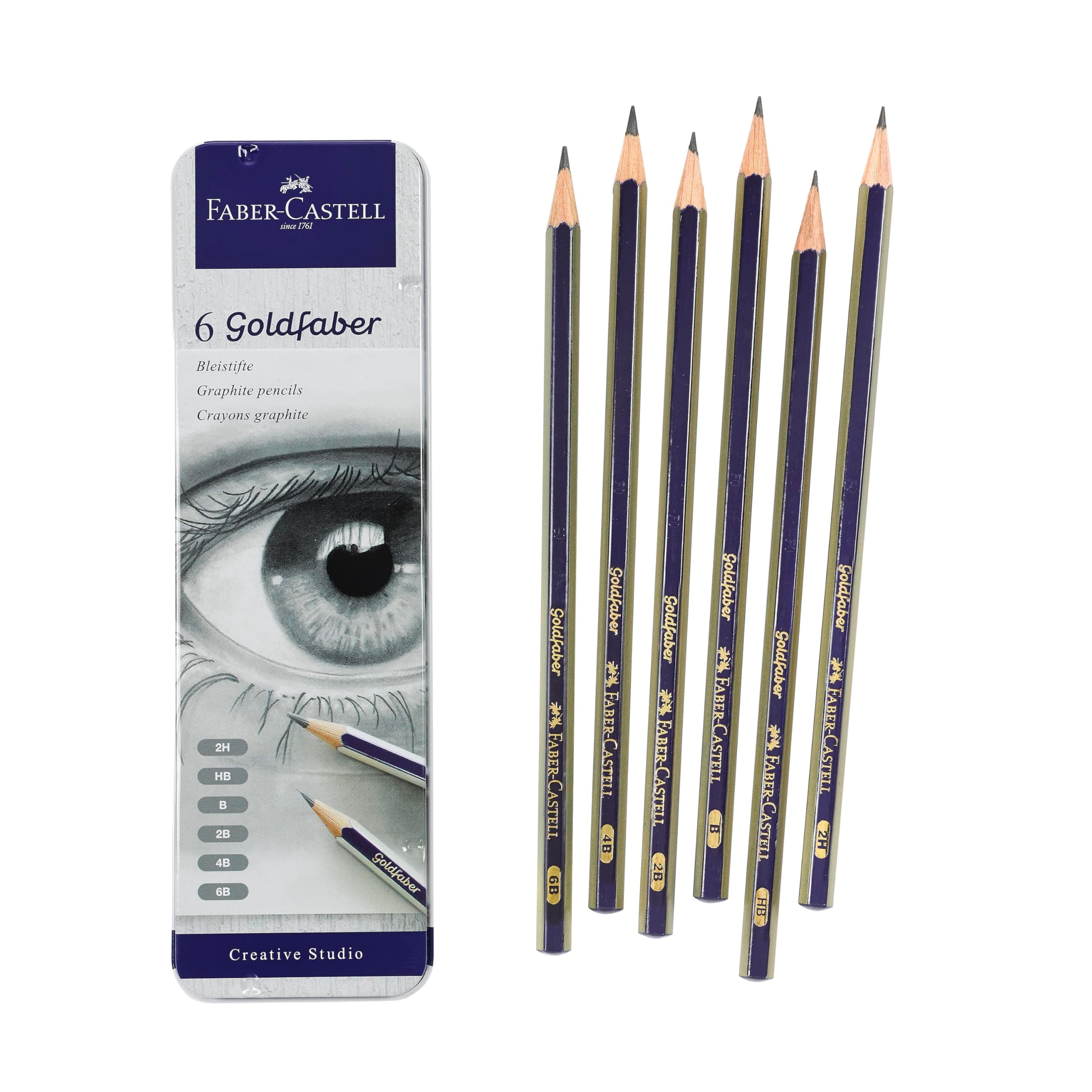 Faber-Castell Creative Studio Graphite Sketch Pencil Set – 6 Graphite Pencils (2H, HB, B, 2B, 4B, 6B)