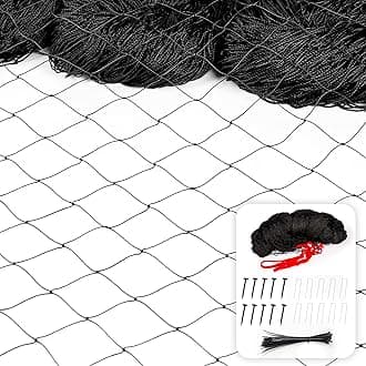 Bird Netting - 50x 50ft Black Poultry Net with 1" Square Mesh Protect Against Rodents Birds, Hawk, Squirrel and Other Animals, Durable & Reusable Anti-Bird Netting use for Fence, Farm & Orchard