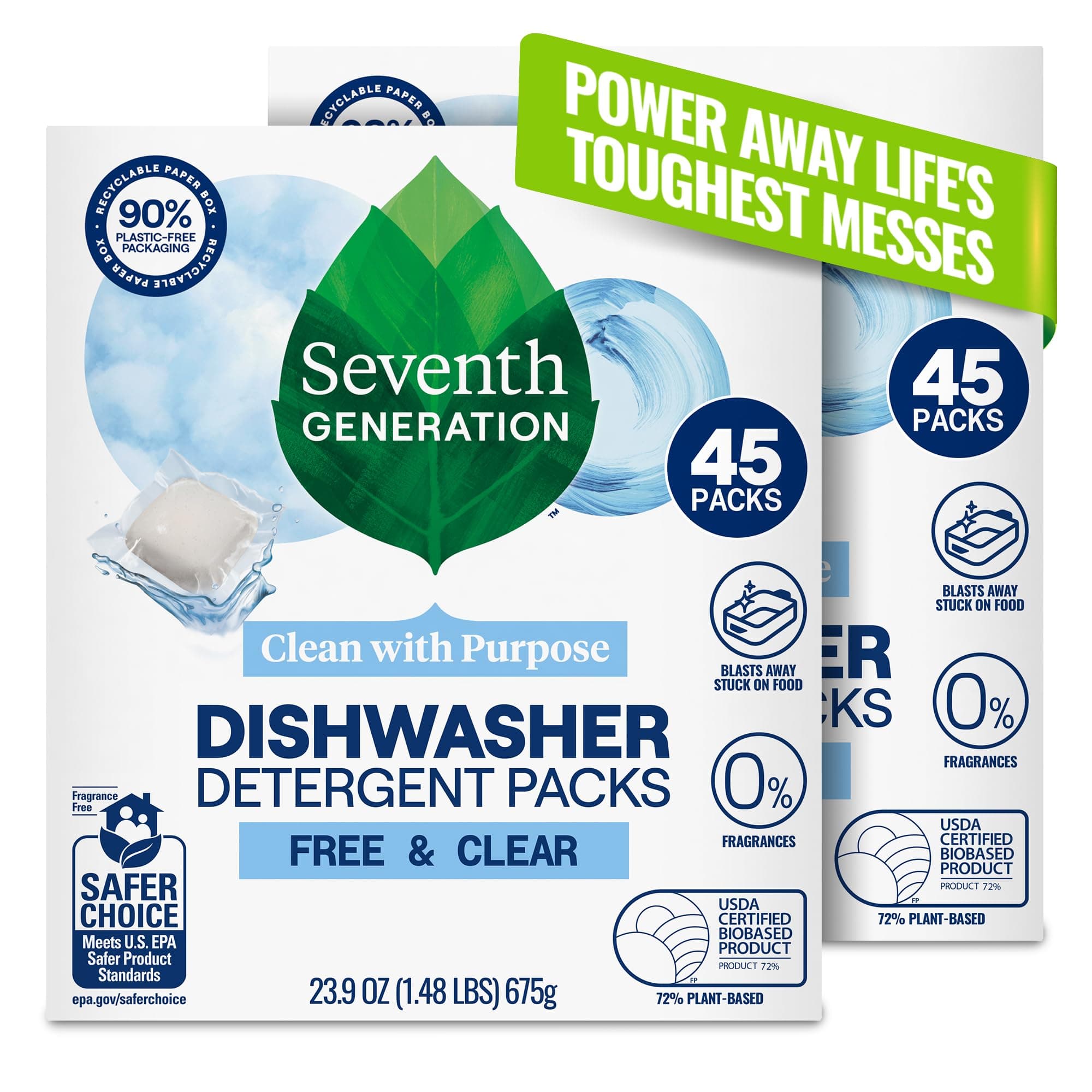 Natural Dishwasher Detergent Packs, 90 Count