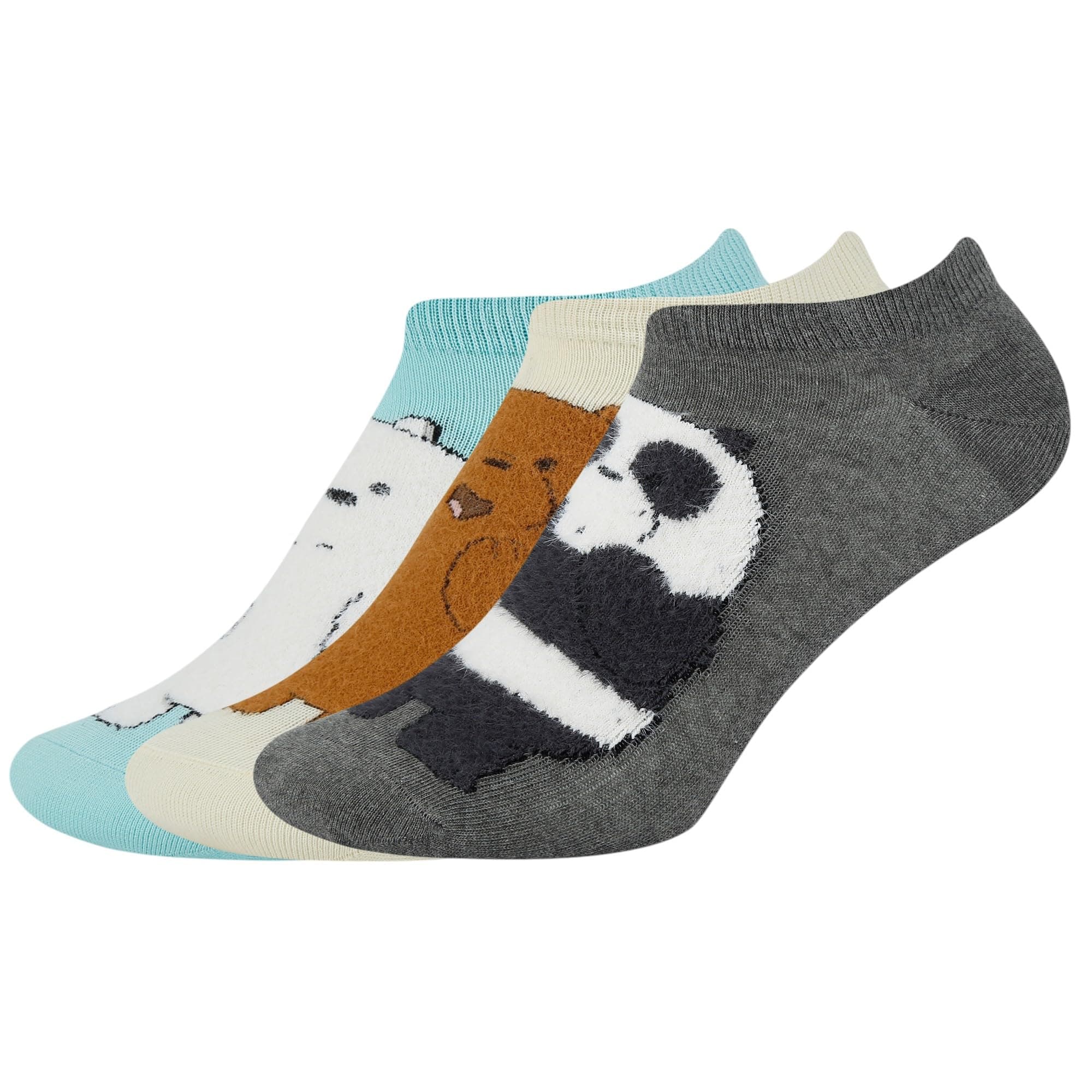 SocksXpress We Bare Bears Fur Lowcut Socks with Gift Pack For Women (Pack Of 3)(Free size)| Made with 100% Combed Cotton & Spandex