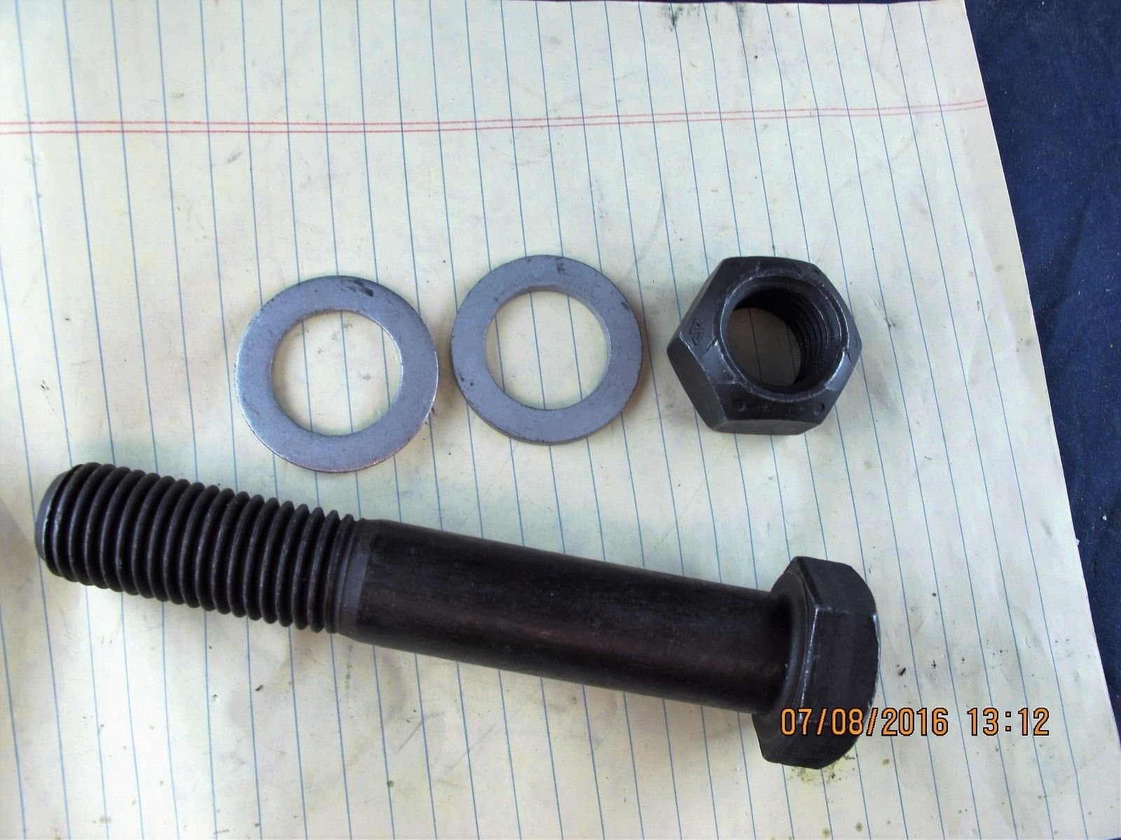 AxleTech 1" X 6" 8-UNC Grade 8 Hex Head Cap Screw, Top Lock Nut, 2 Washers [C7Floor]