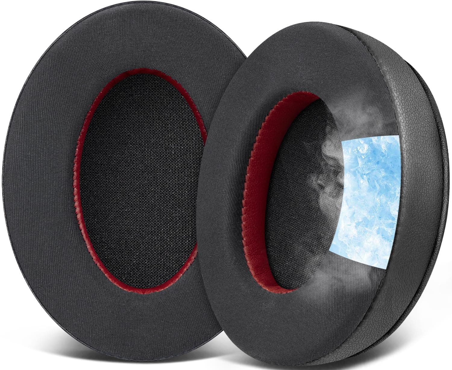 Cooling Gel Replacement Earpads Cushions for HyperX Cloud 1/2/3/Pro/Core, Cloud Alpha/Flight/Stinger Series, CloudX Stinger/Flight Series Headset - Black