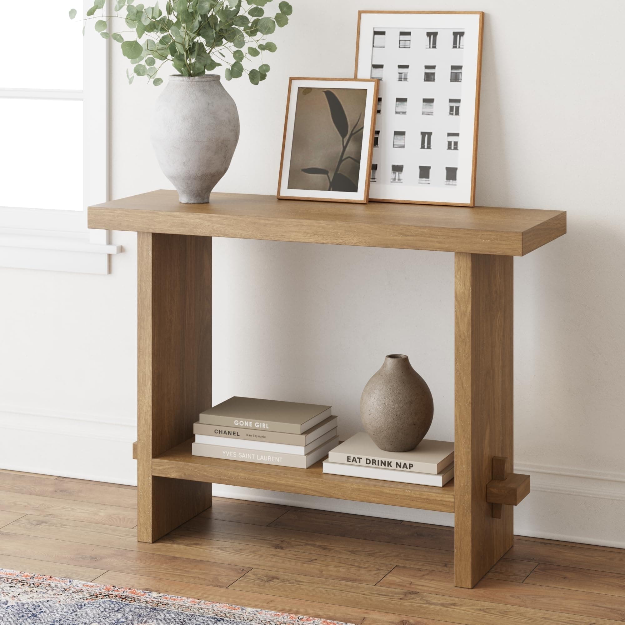 Nathan James Virgo Wood Accent Storage Console Sofa Table, for Entryway, Hallway or Living Room, 1, Light Brown