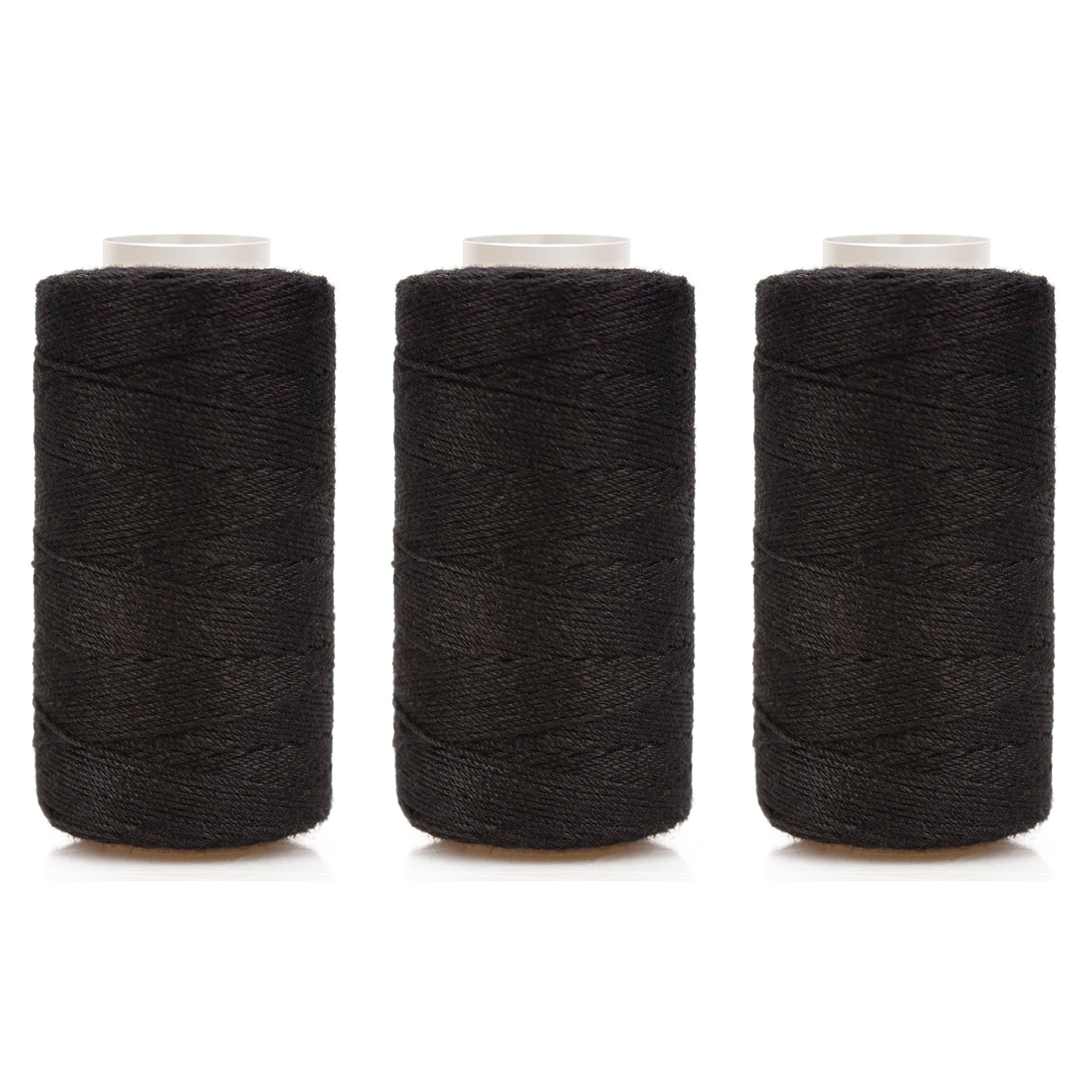 Beayuer Hair Extensions Professional Tools - 3 Pcs Black Threads for Making Wig, Sewing Hair Weft, Salon Weaving Extension