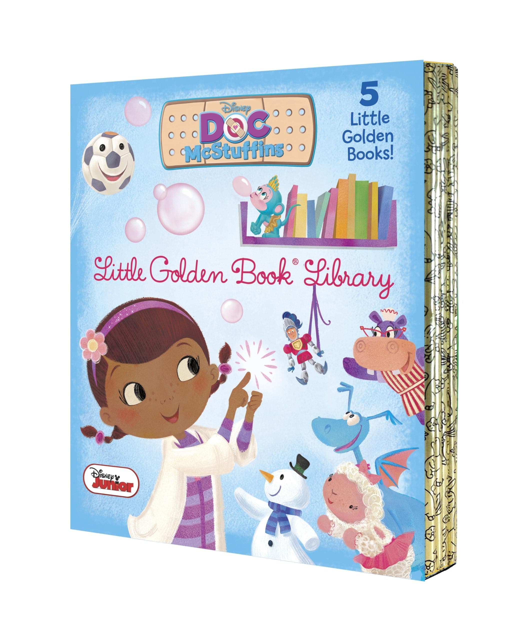 Doc McStuffins Little Golden Book Library (Disney Junior: Doc McStuffins): As Big as a Whale; Snowman Surprise; Bubble-Rific!; Boomer Gets His Bounce Back; A Knight in Sticky Armor
