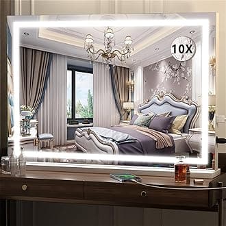 - Vanity Mirror with Lights, 32" x 22" LED Makeup Mirror, Lighted Makeup Mirror with Dimmable 3 Modes, Touch Screen Control Vanity Mirror Square White