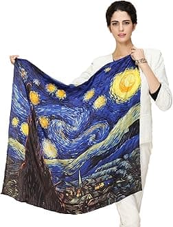 Grace Scarves 100% Silk Scarf, Artists Collection (van Gogh & Monet)