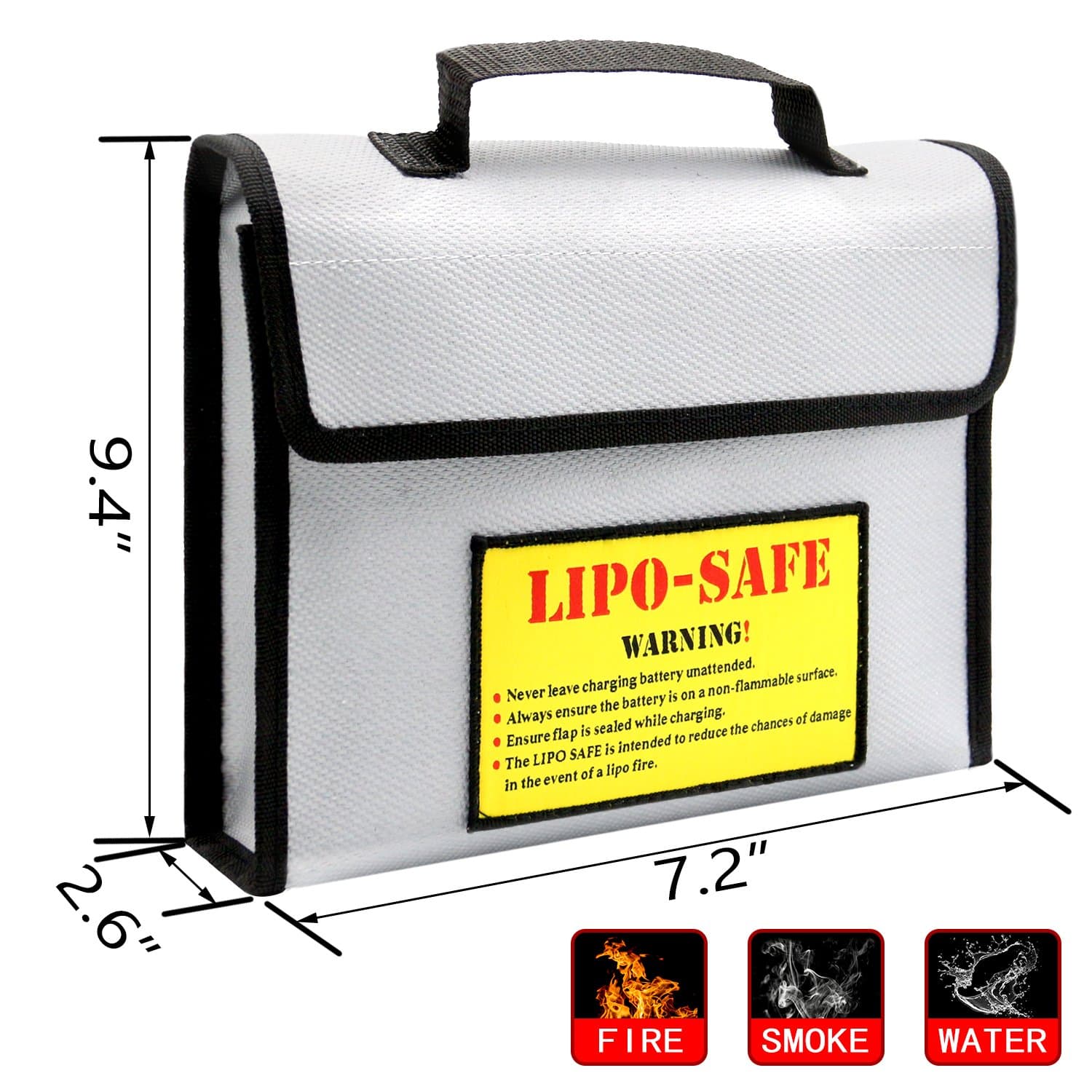 Firepro Lipo Battery Bag 9.4X 7.2 x 2.6 in Fireproof Lipo Safe Bag for Lipo Battery Charge and Storage-Fireproof Both Inside and Outside Highly Sturdy Lipo Battery Guard Safe Bag with Strong Handle