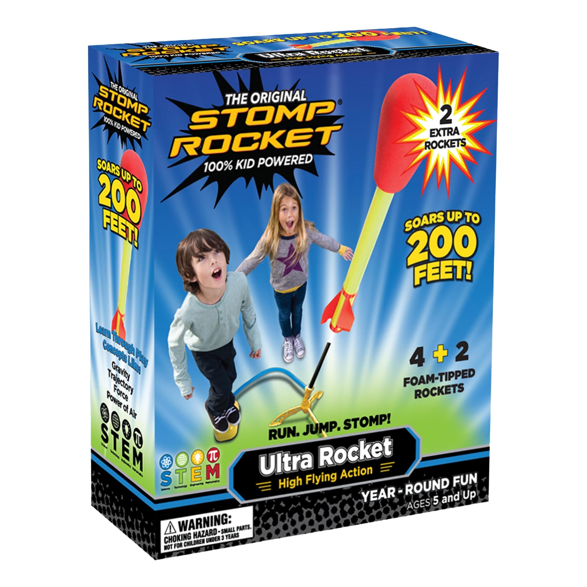 Stomp Rocket Ultra Rocket With Ultra Rocket Refill Pack, 6 Rockets [Packaging May Vary] - Kids, Multicolor
