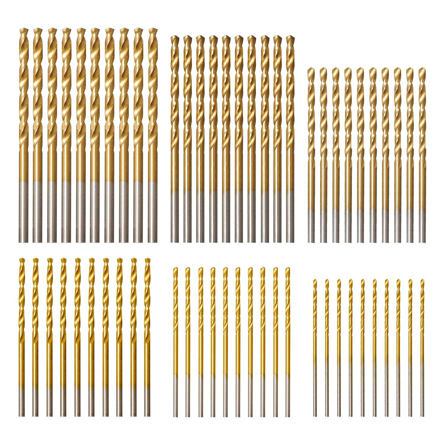 amoolo Titanium Drill Bit Set (60 pcs), Premium 4341 HSS Micro Drill Bits for Wood, Metal, Steel, Plastic, Aluminum Alloy, 3/64"-1/8"